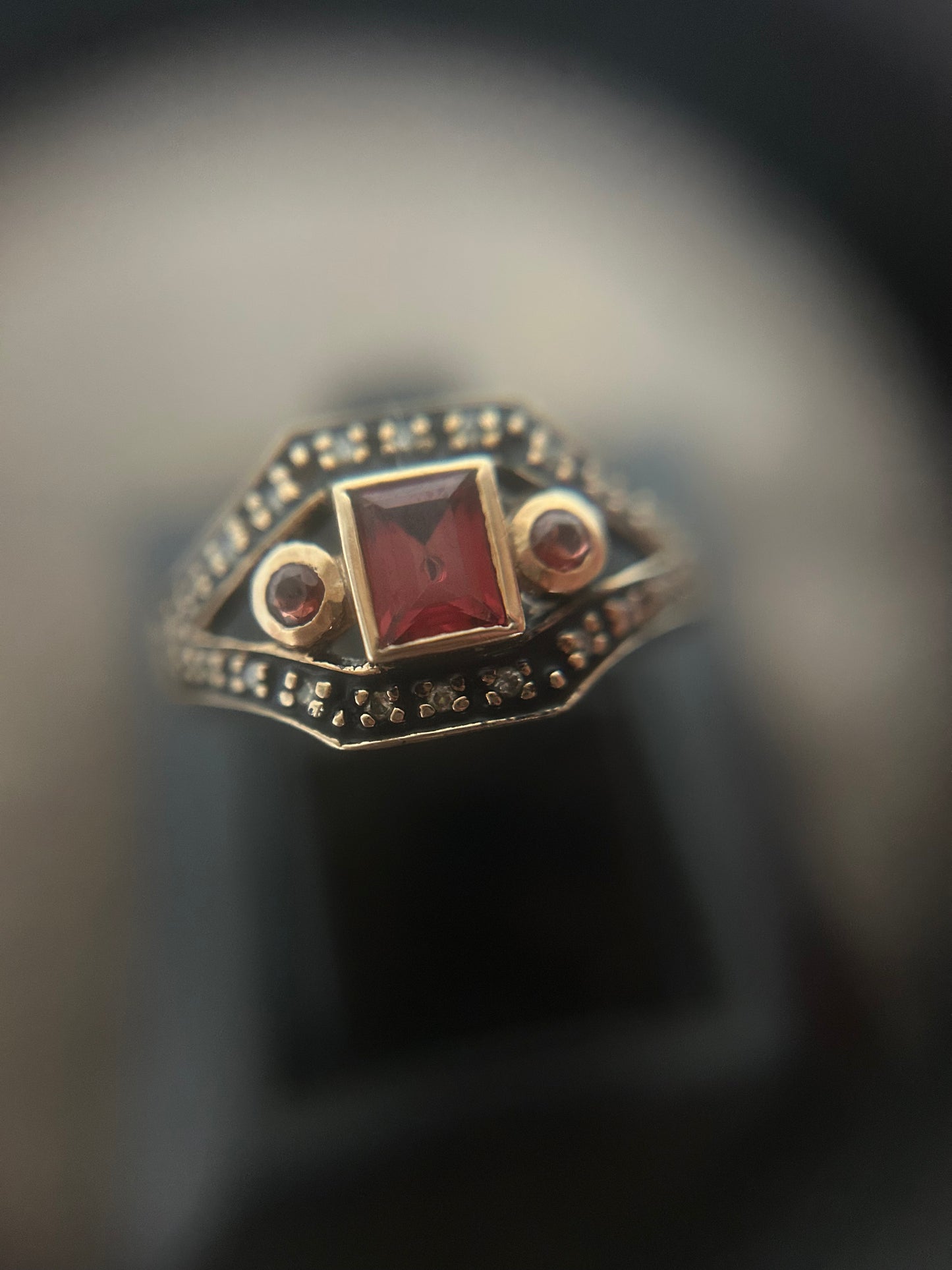 Vintage Gold 9K Amber Ring