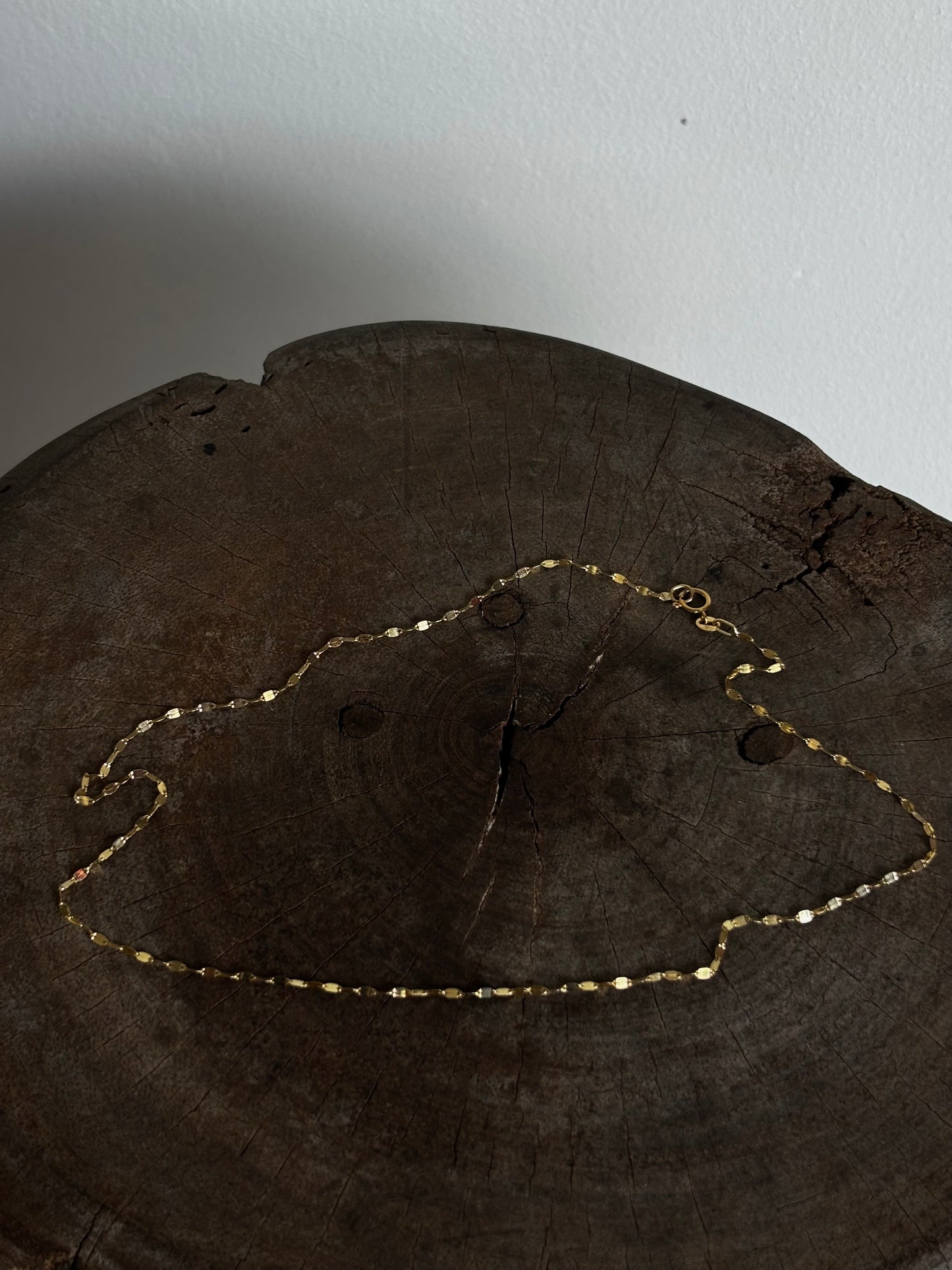 Vintage Gold 9K flat cable necklace (16”)