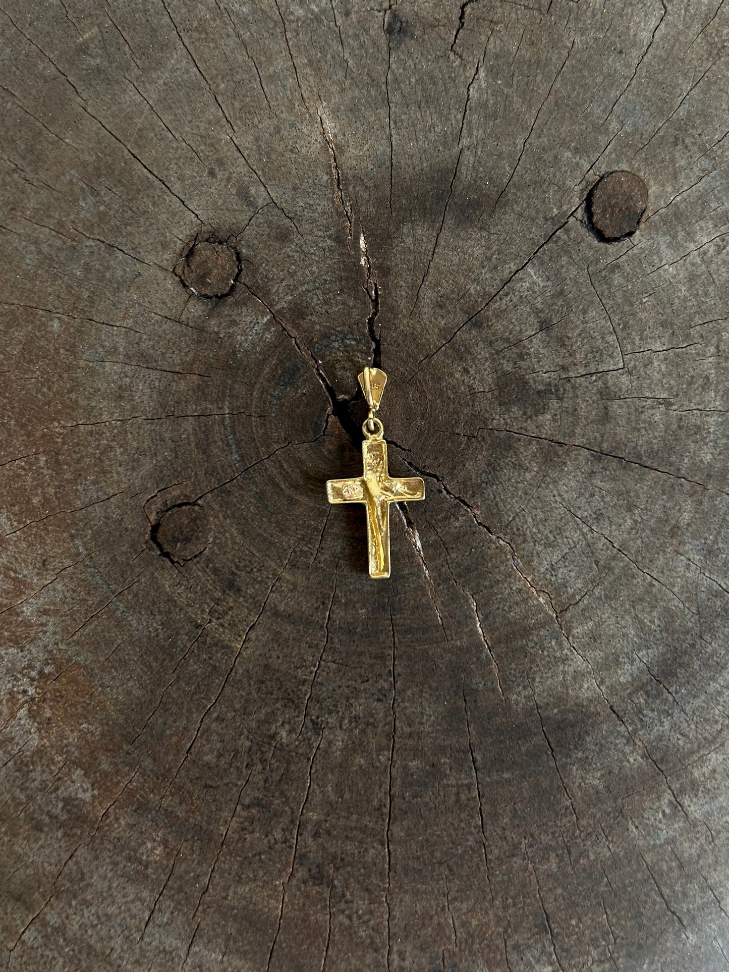 Vintage Gold 14k Cement Half Cross Charm