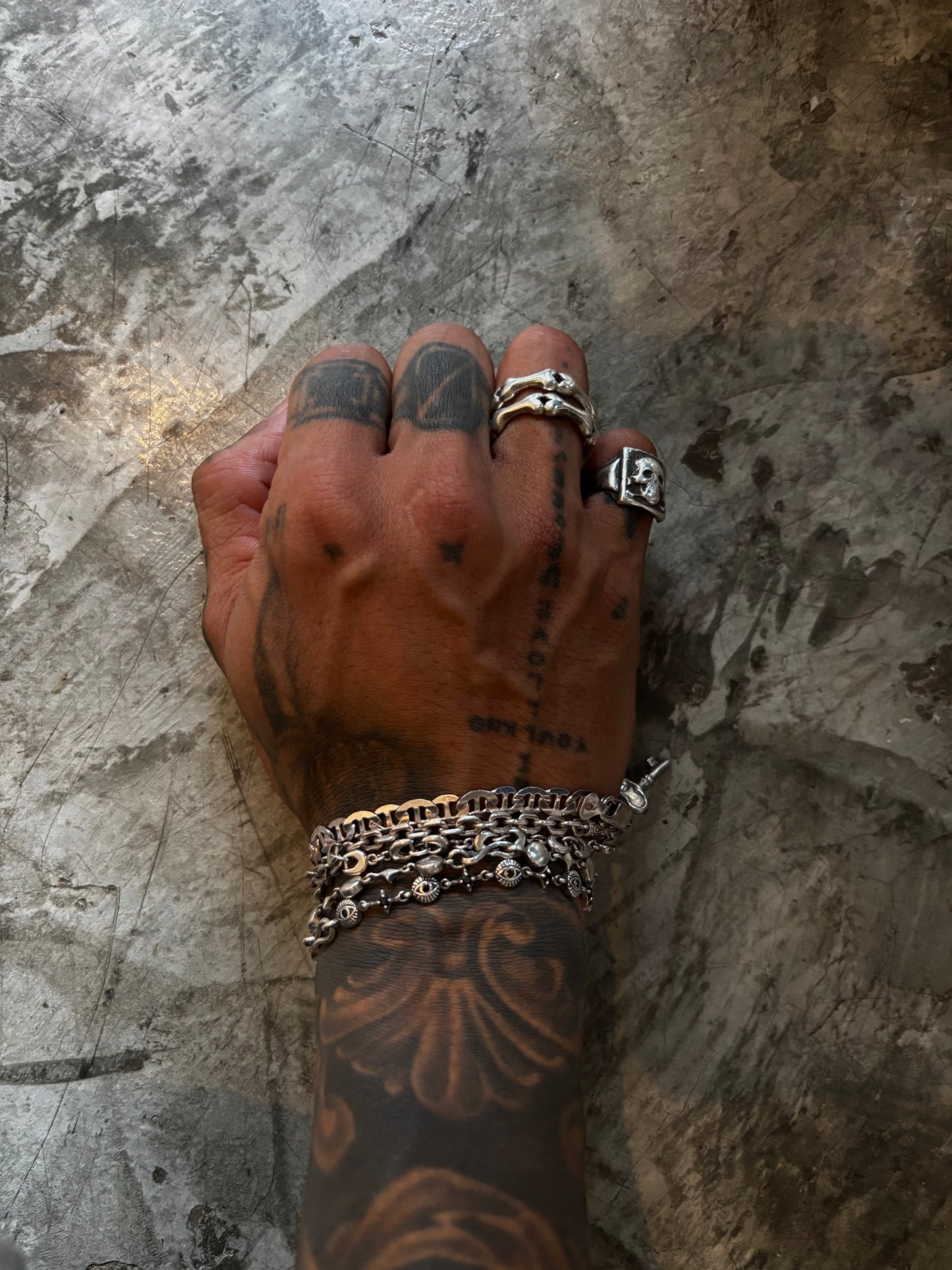 Vintage Silver 925 Bone Link Double Rings