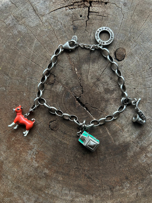 Vintage Silver 925 SR Charm Bracelet