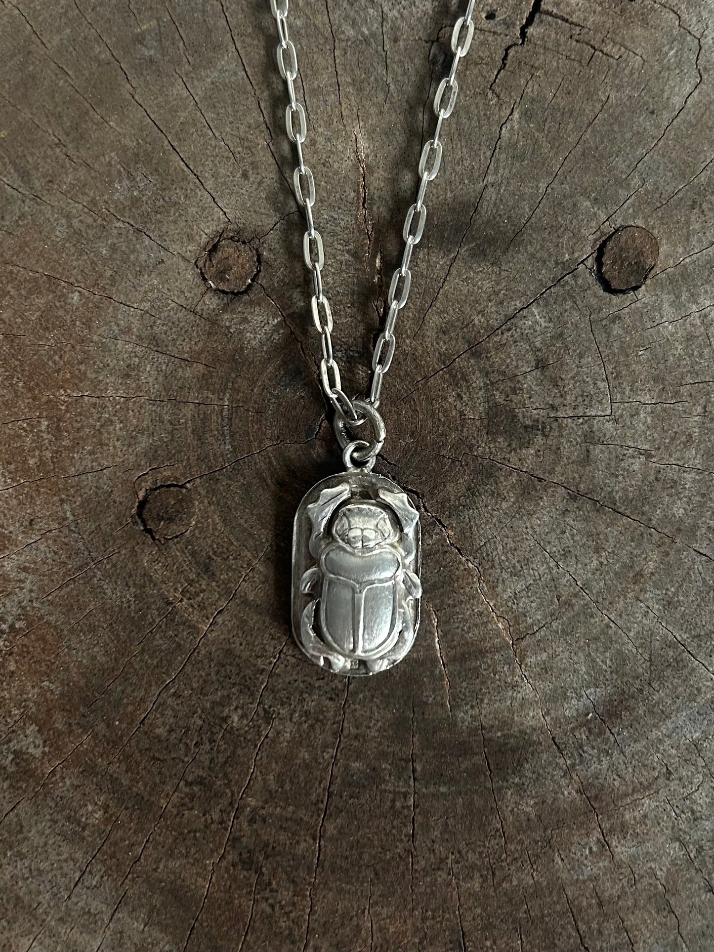 Vintage Silver 925 Scarab Necklace