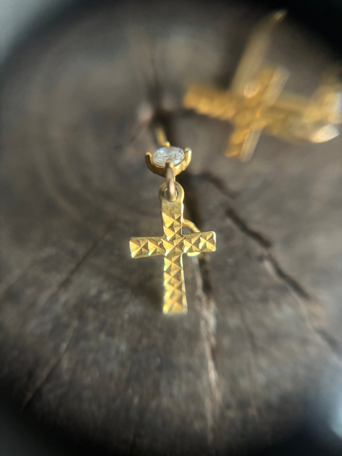 Vintage Gold 9K Cross Earrings