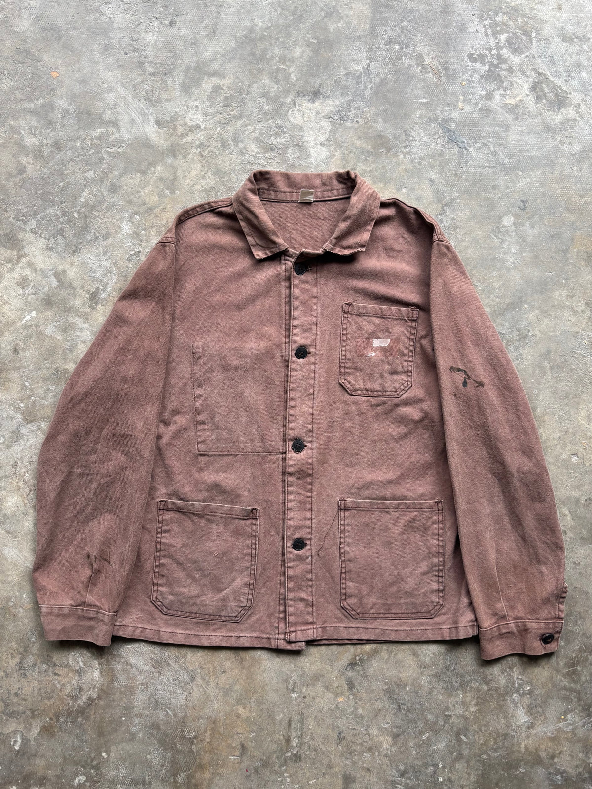 Vintage 1960s–70s French Work Jacket — Brown Twill