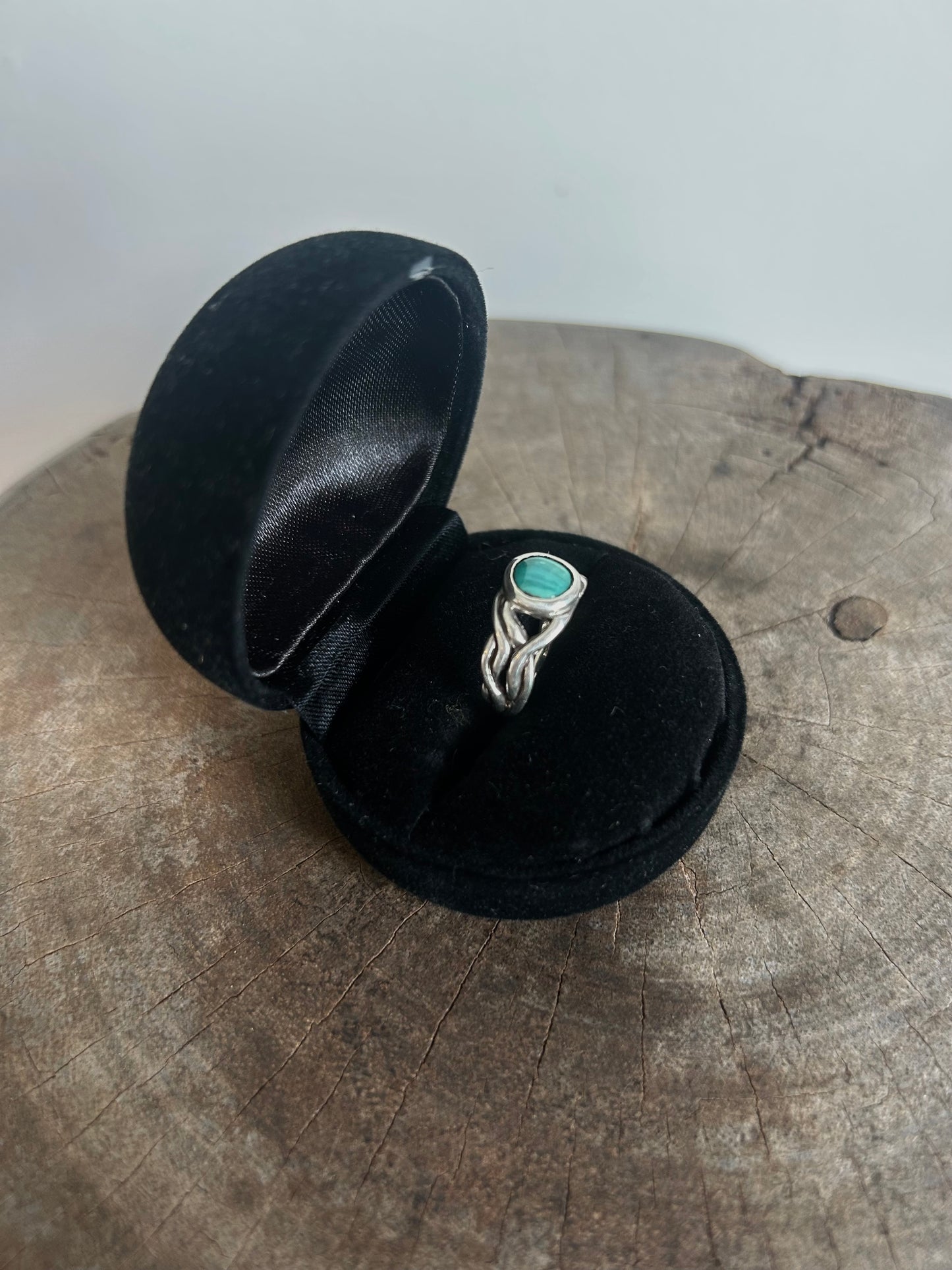 Vintage Silver 925 Wave Malachite Ring