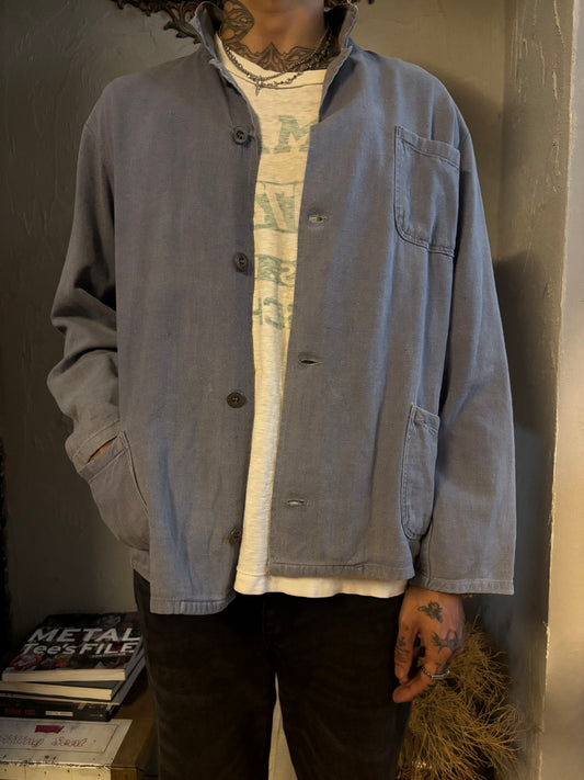 Vintage 1960s–70s French Work Jacket — Grey Twill