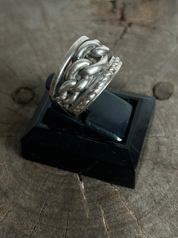 Vintage Silver 925 Chain Rope Ring