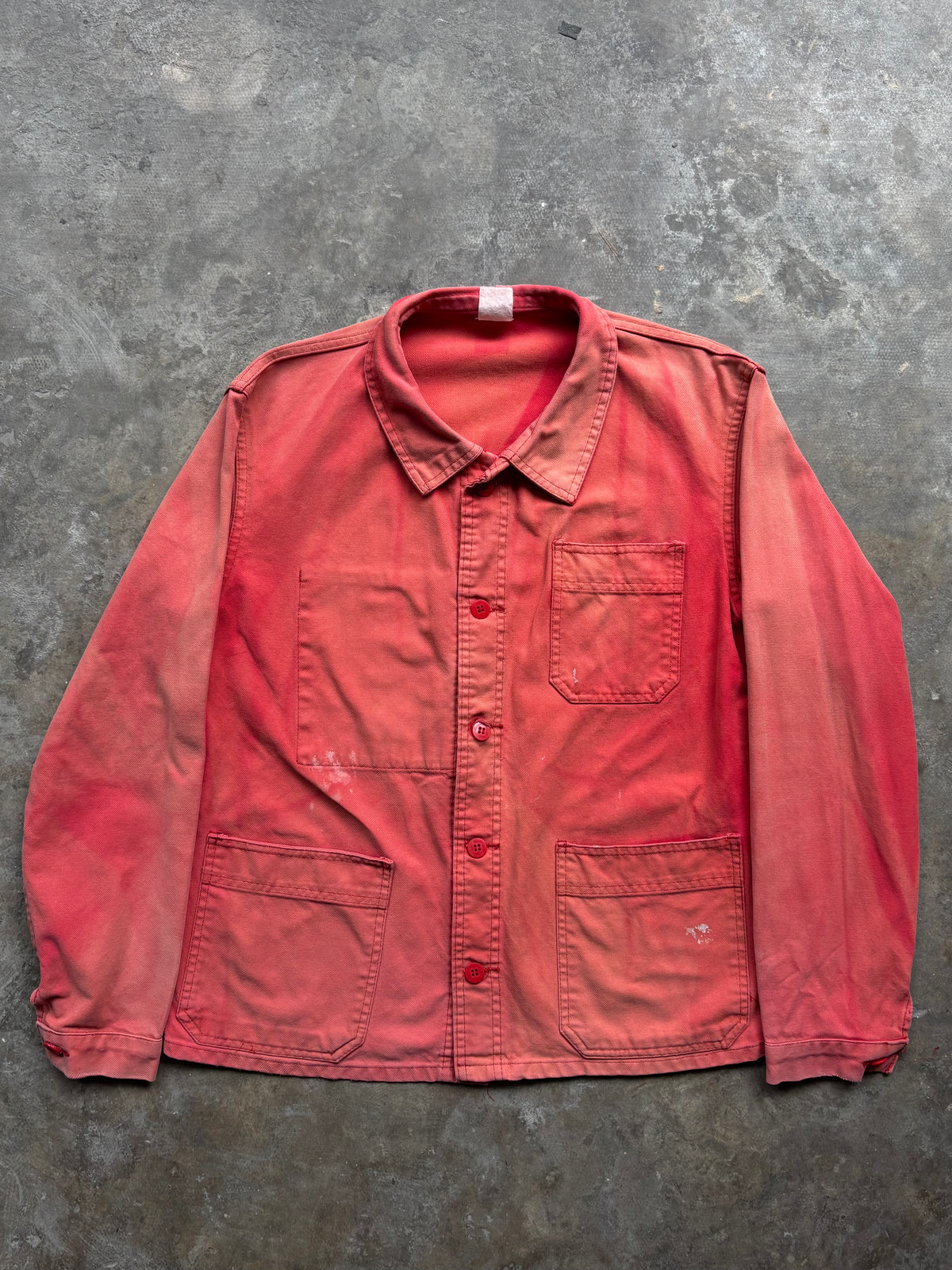 Vintage 1960s–70s French Work Jacket — Faded Red Twill