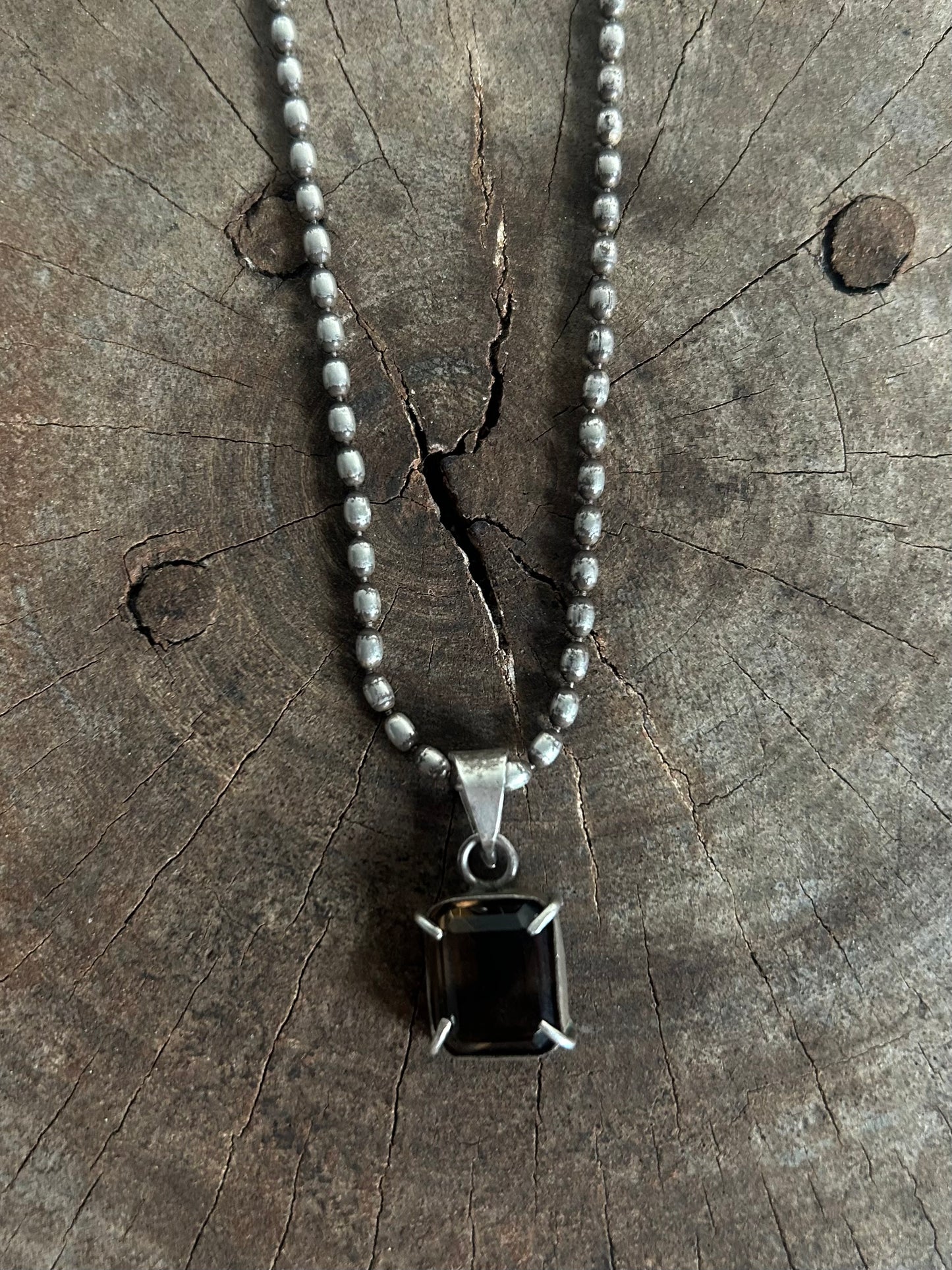 Vintage Silver 925 Black Stone Necklace