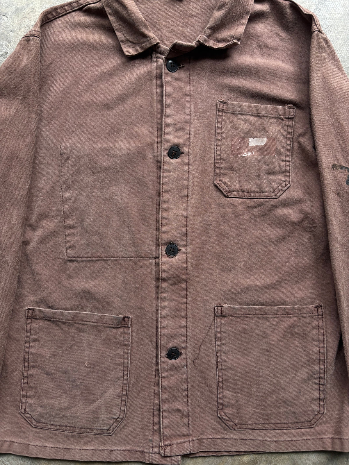 Vintage 1960s–70s French Work Jacket — Brown Twill
