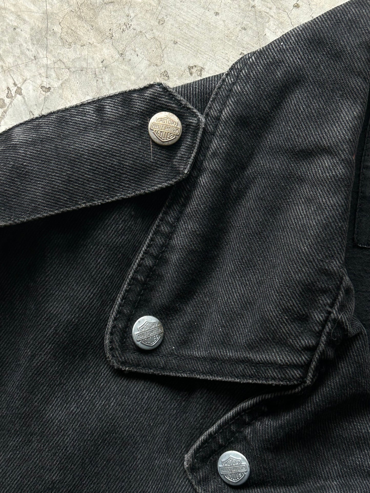 2000’s Vintage Harley Faded Black denim Motor Jacket