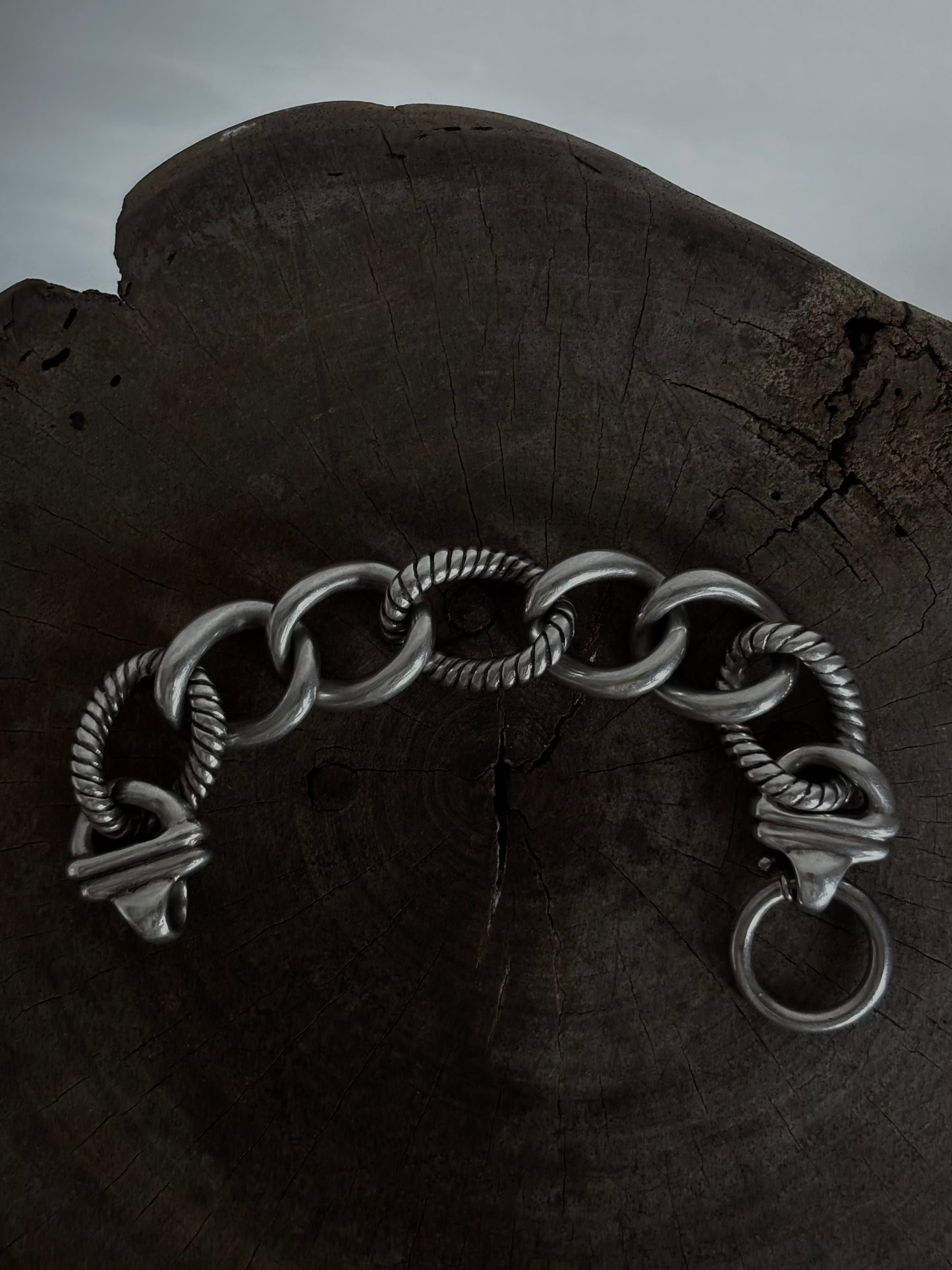 Vintage 925 Silver Heavy Rope Link Bracelet
