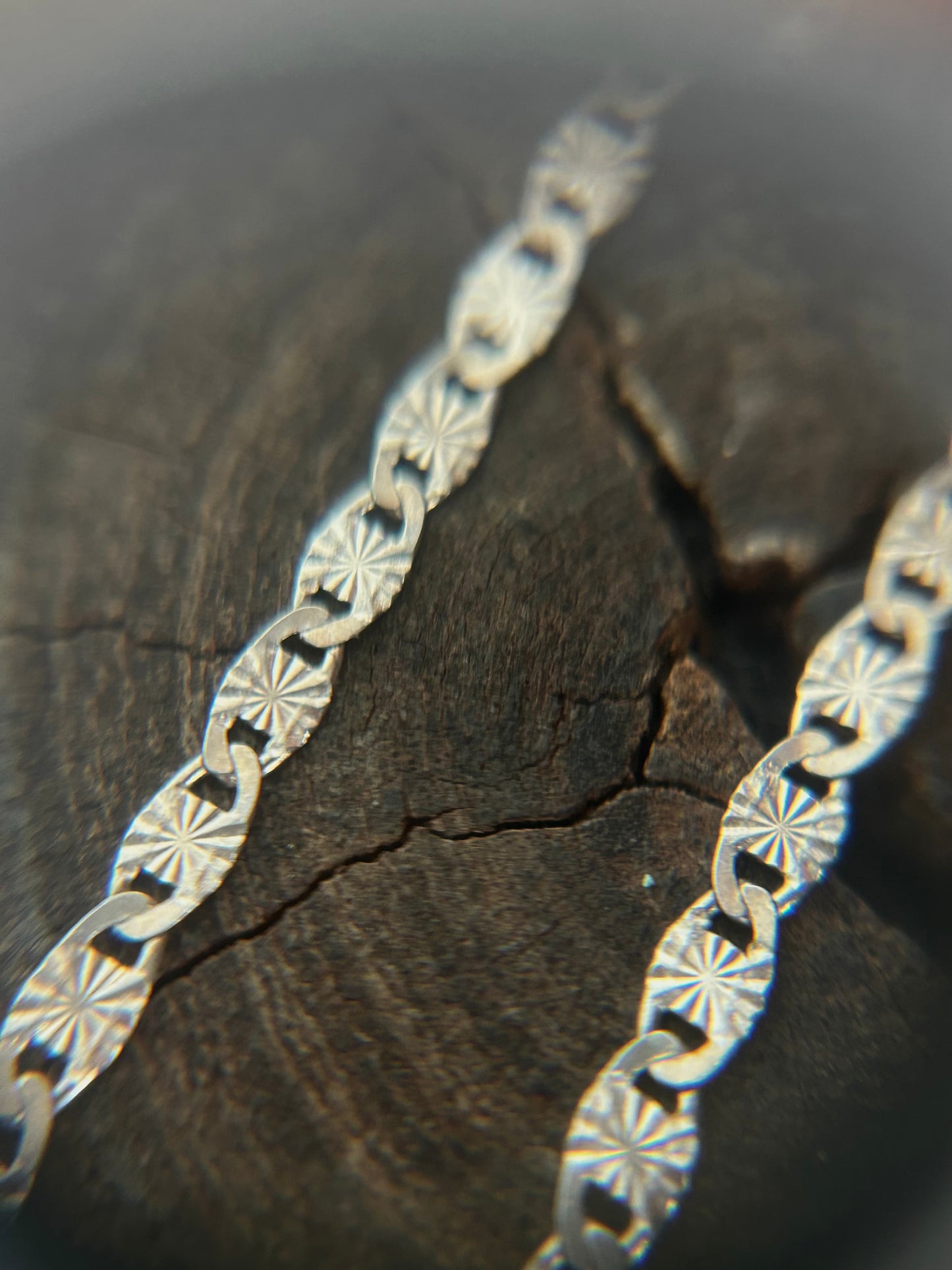 Vintage Silver 925 Valentino Link Diamond cut necklace