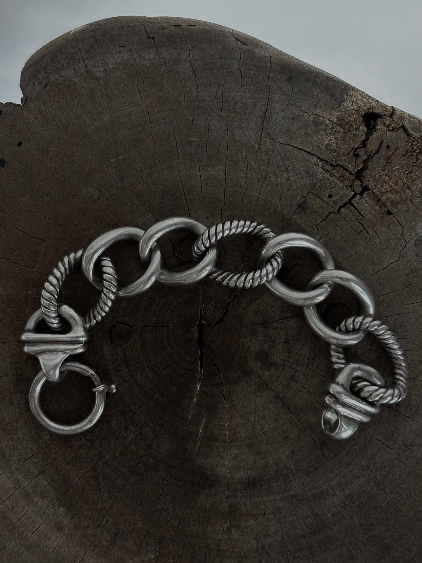 Vintage 925 Silver Heavy Rope Link Bracelet