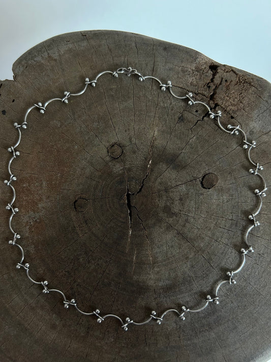 Vintage Silver 925 Floral Choker Necklace