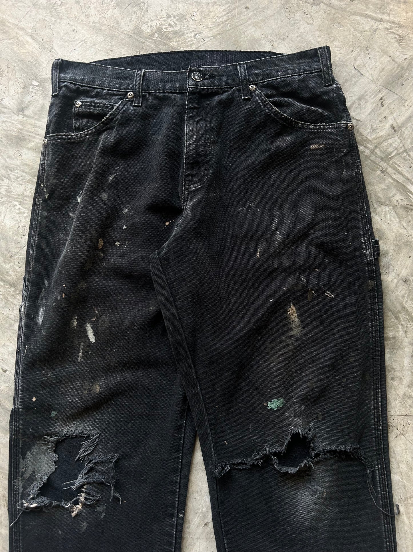 Vintage Dickies Black knee ripped carpenter canvas (32)