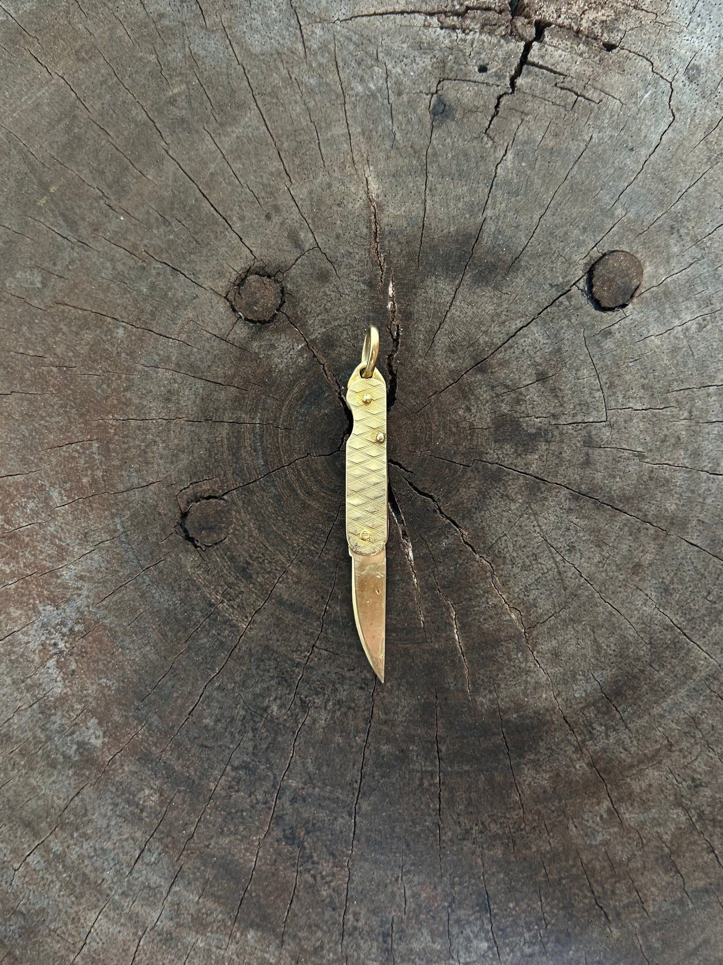 Vintage Gold 9K Pocket Knife Rare Charm