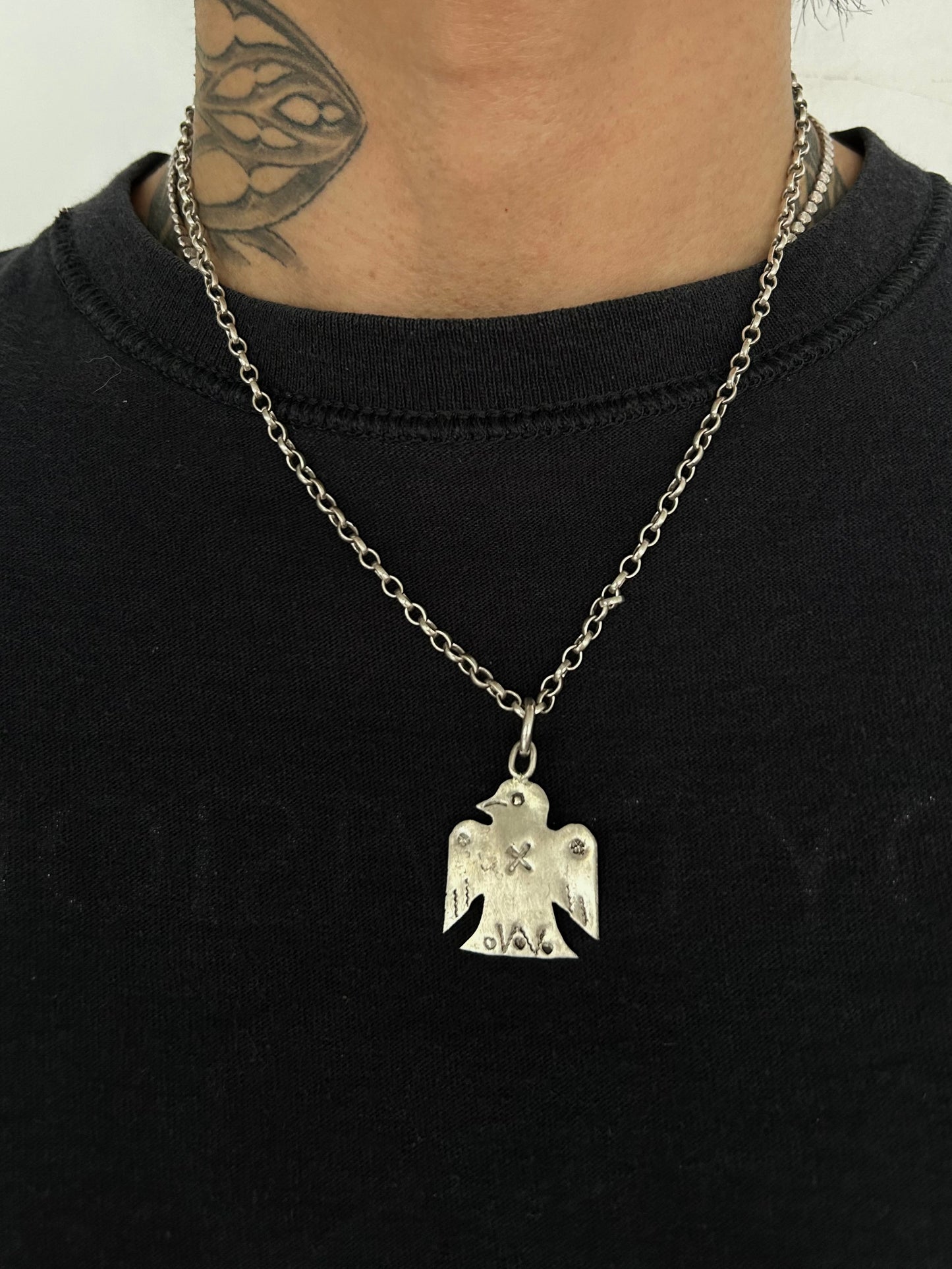 Vintage Silver 925 Native Thunder Bird Necklace