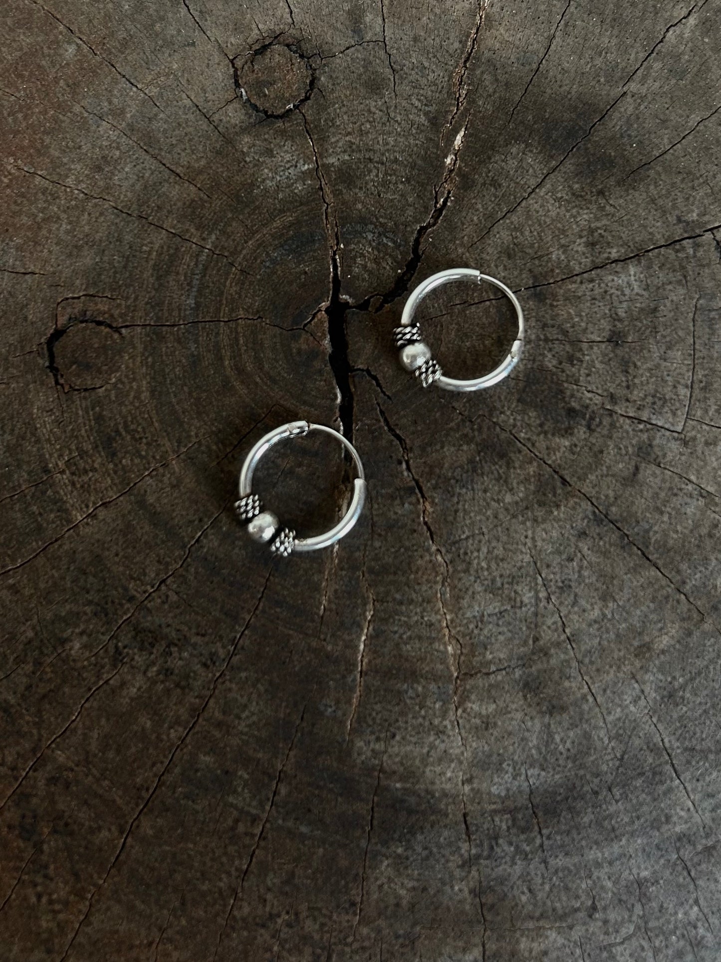 Vintage silver 925 Ball Hoop Earrings
