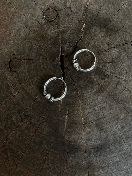 Vintage silver 925 Ball Hoop Earrings
