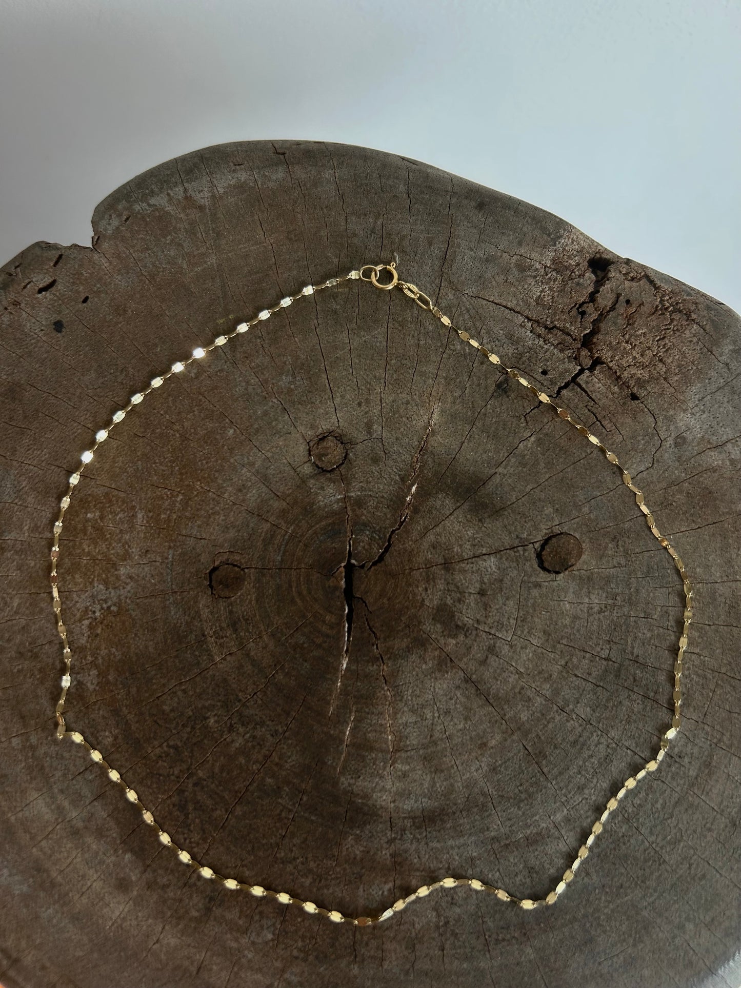 Vintage Gold 9K flat cable necklace (16”)