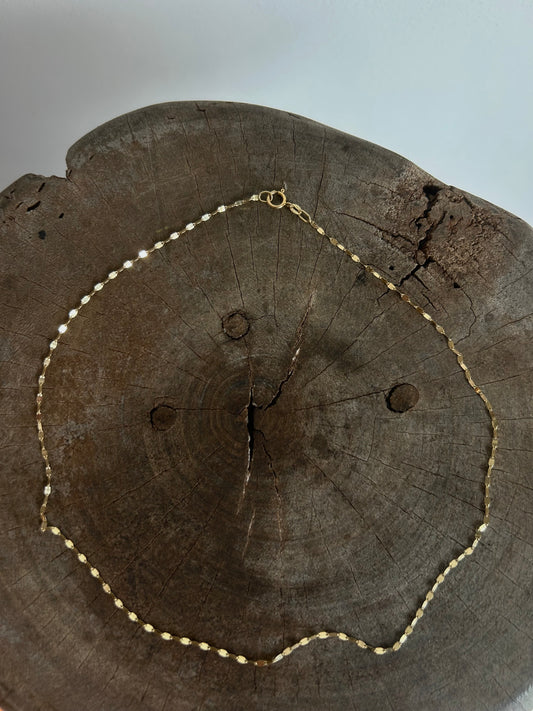 Vintage Gold 9K flat cable necklace (16”)