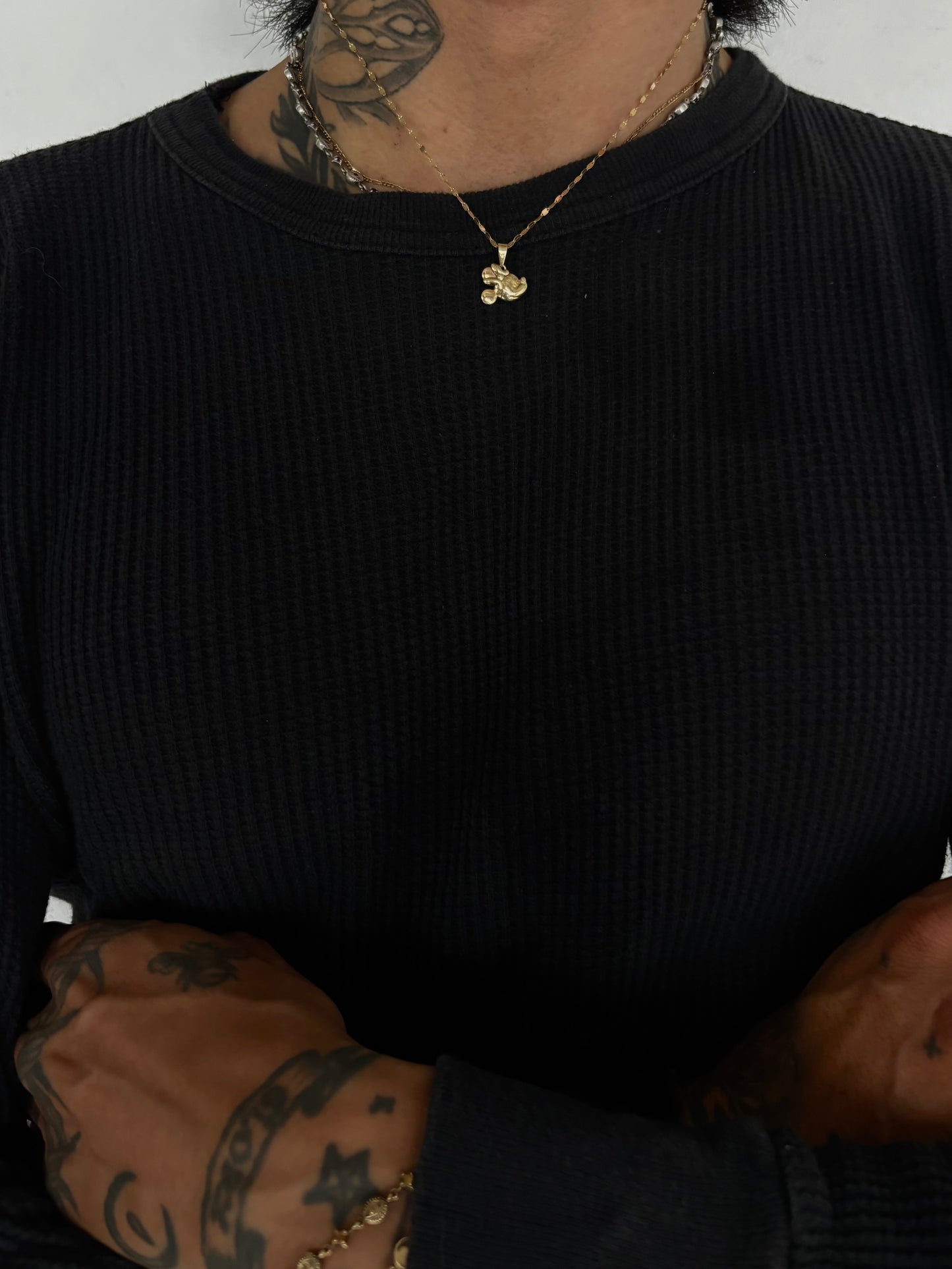 Vintage Gold 9K flat cable necklace (16”)