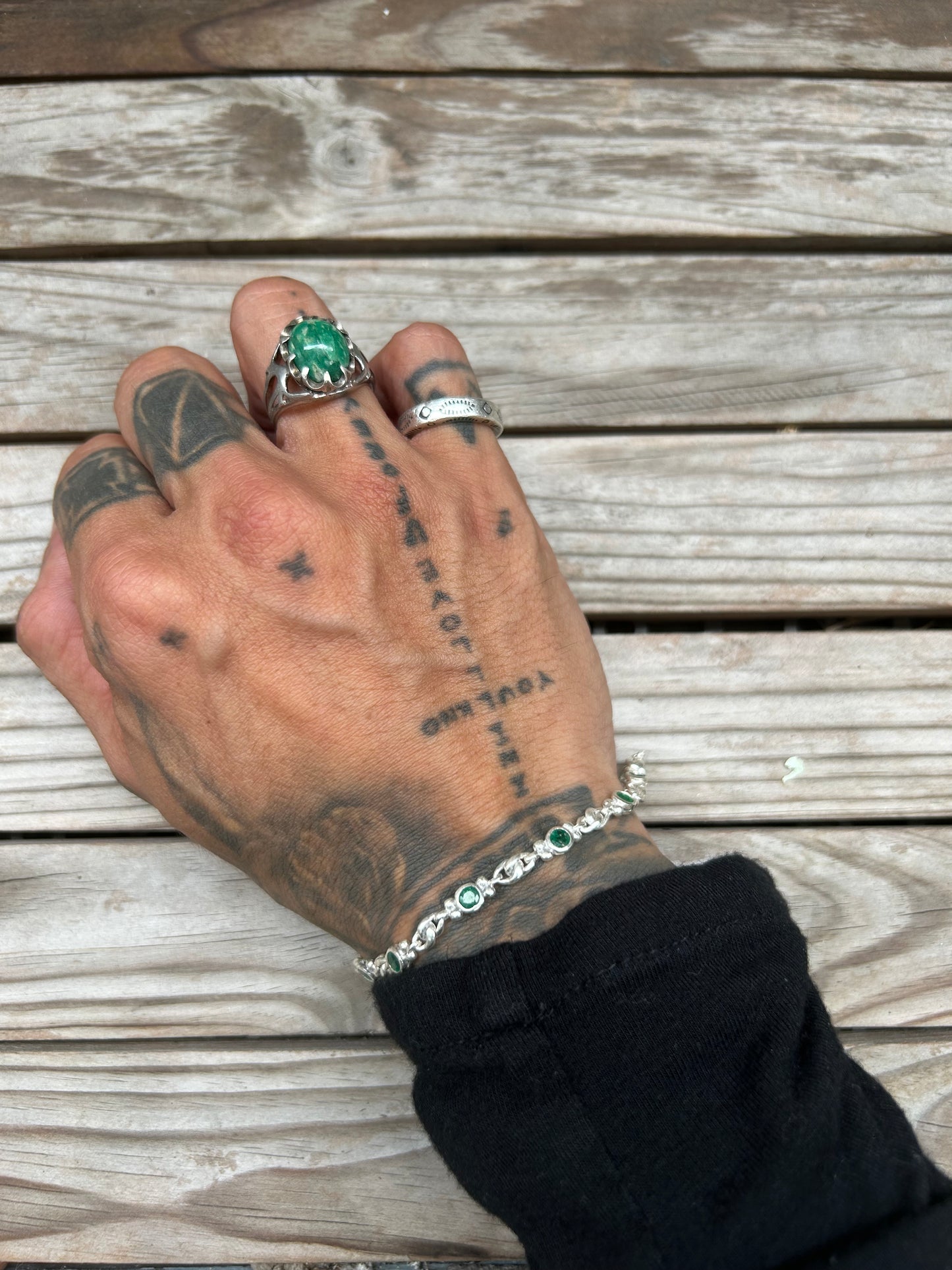 Vintage Silver 925 Green Topaz Bracelet