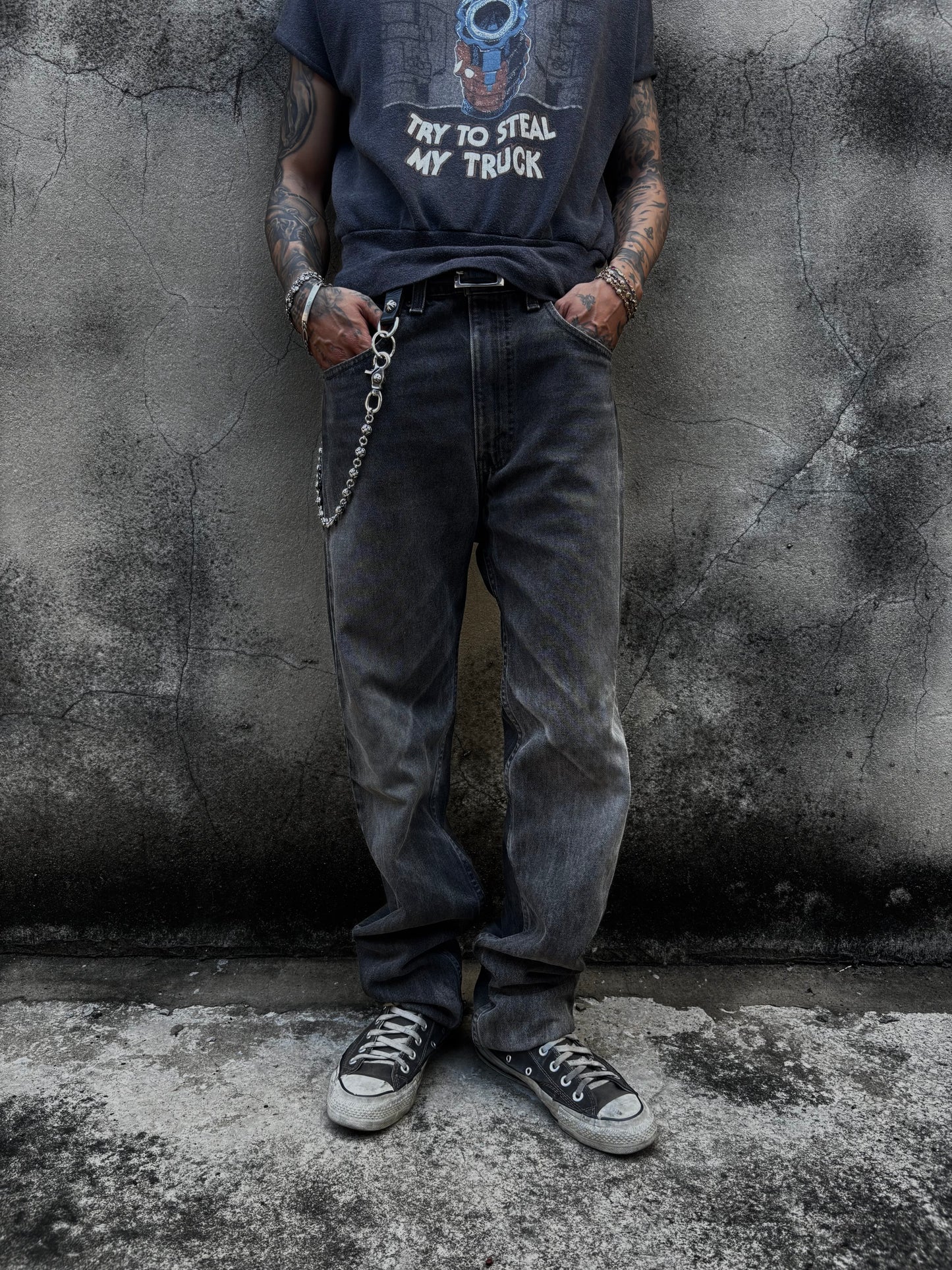 Vintage Levis 505 Usa Faded Black Jeans