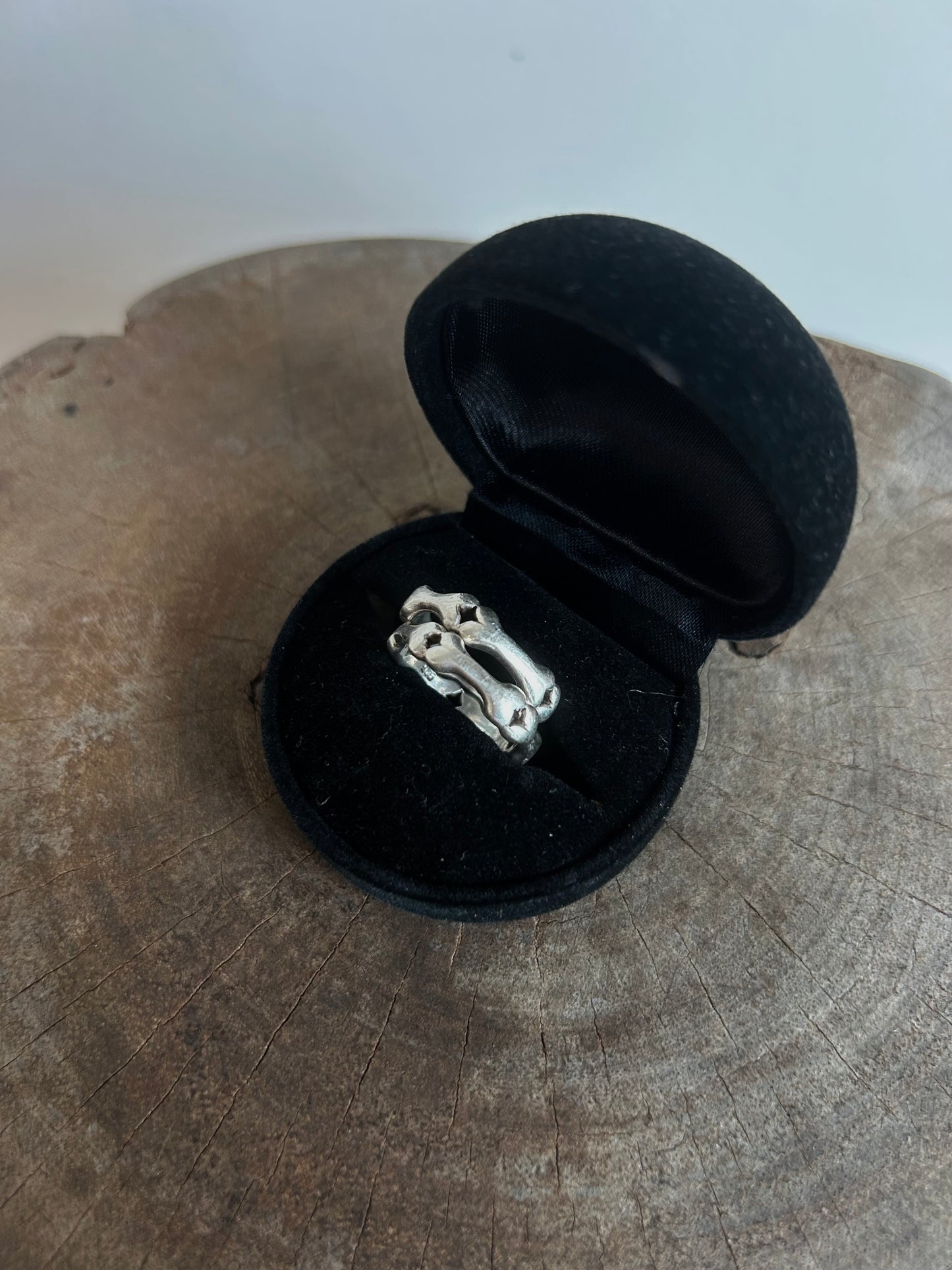 Vintage Silver 925 Bone Link Double Rings