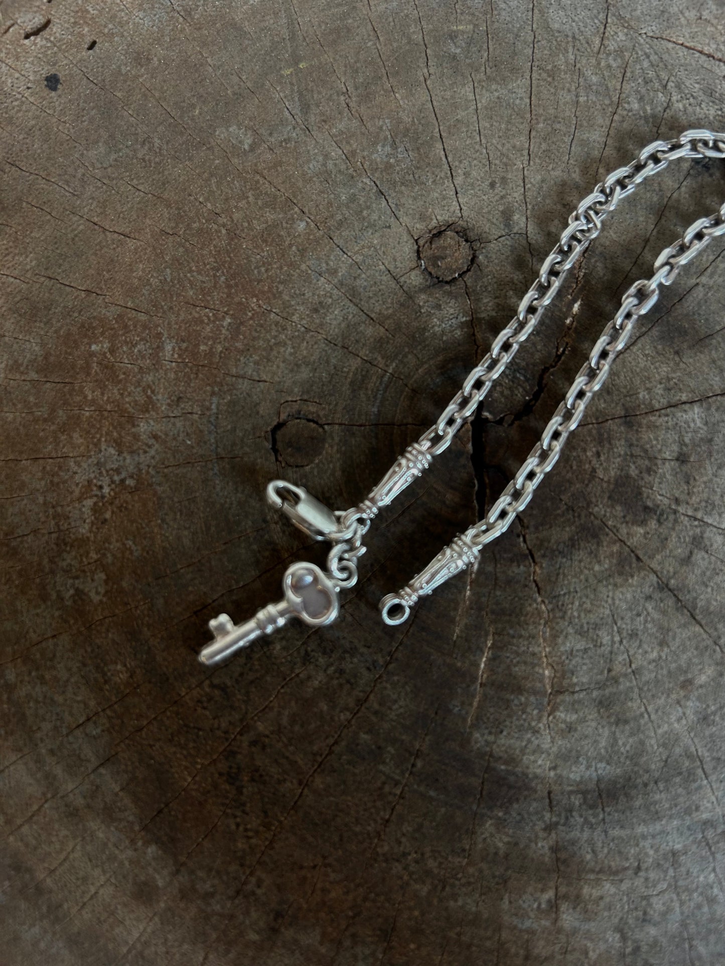 Vintage Sterling Silver 925 engraved Key Chain Bracelet