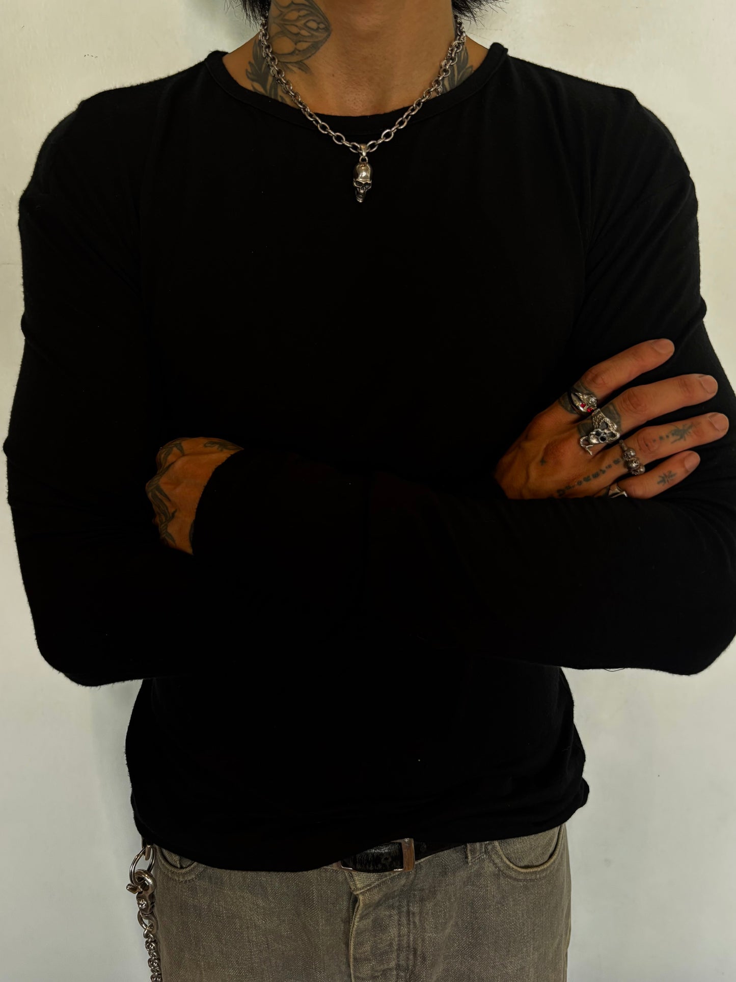 Vintage Silver 925 Cracked Skull Necklace