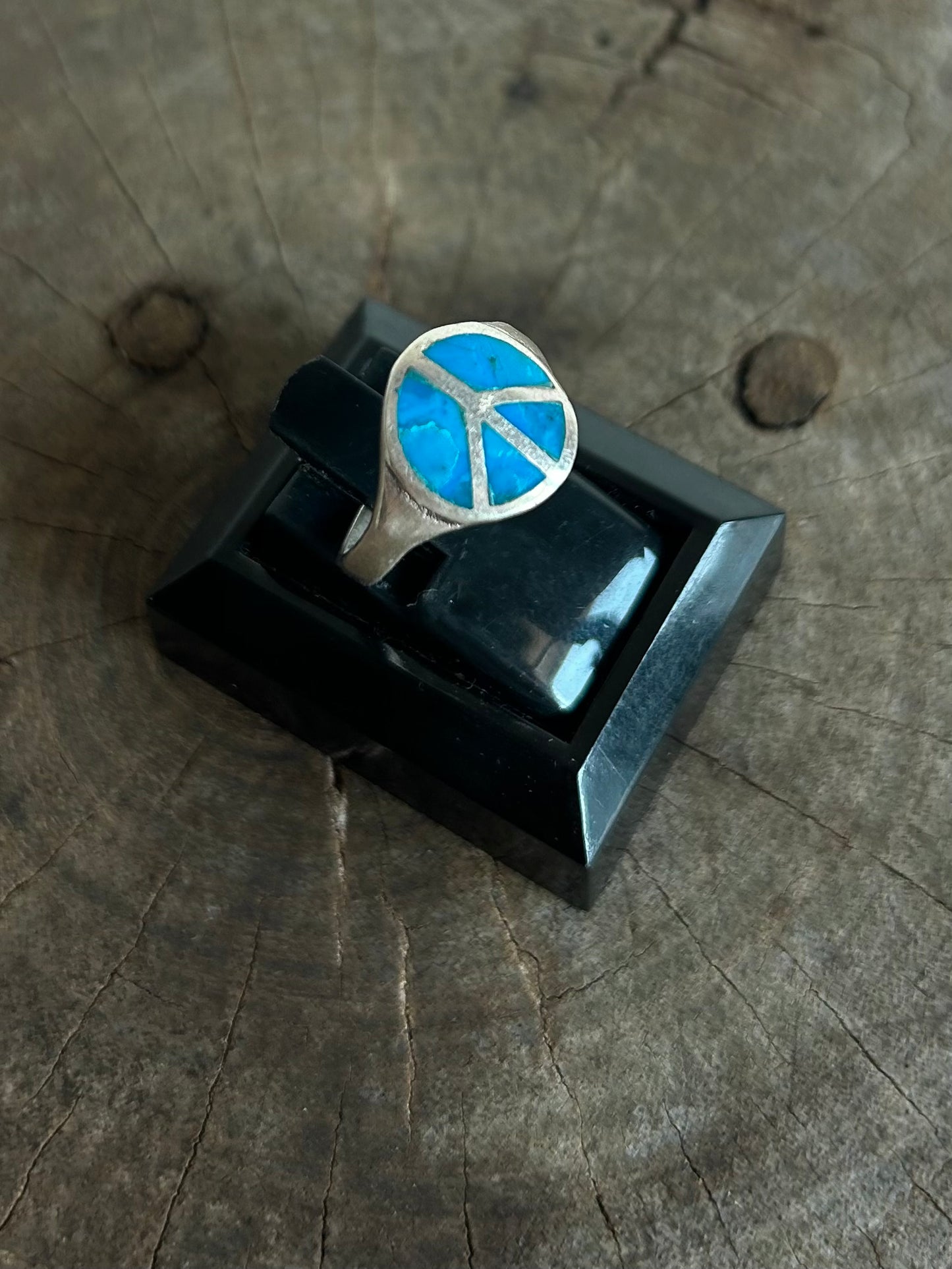 Vintage Silver 925 Peace & Turquoise Classic Ring