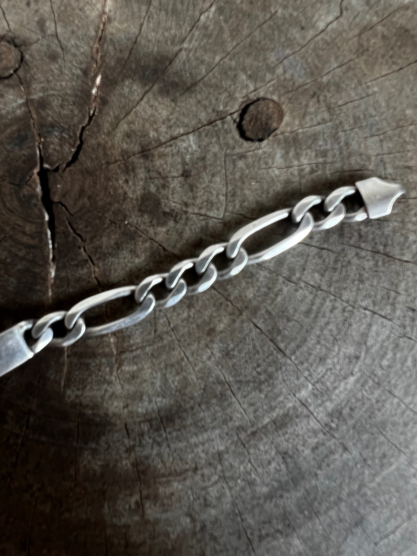 Vintage Silver 925 Name Plate figaro Bracelet