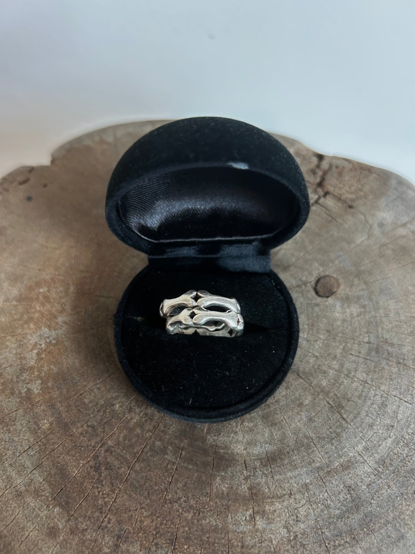 Vintage Silver 925 Bone Link Double Rings
