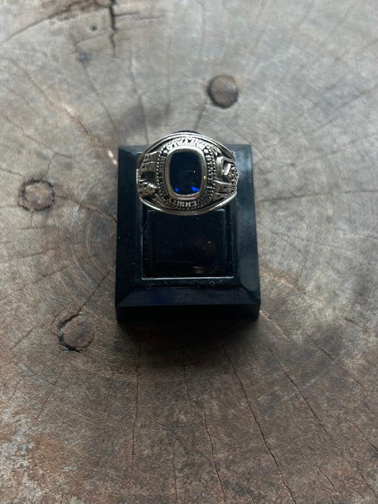 Vintage White Gold 10K & Blue Sapphire Unicersity  RING