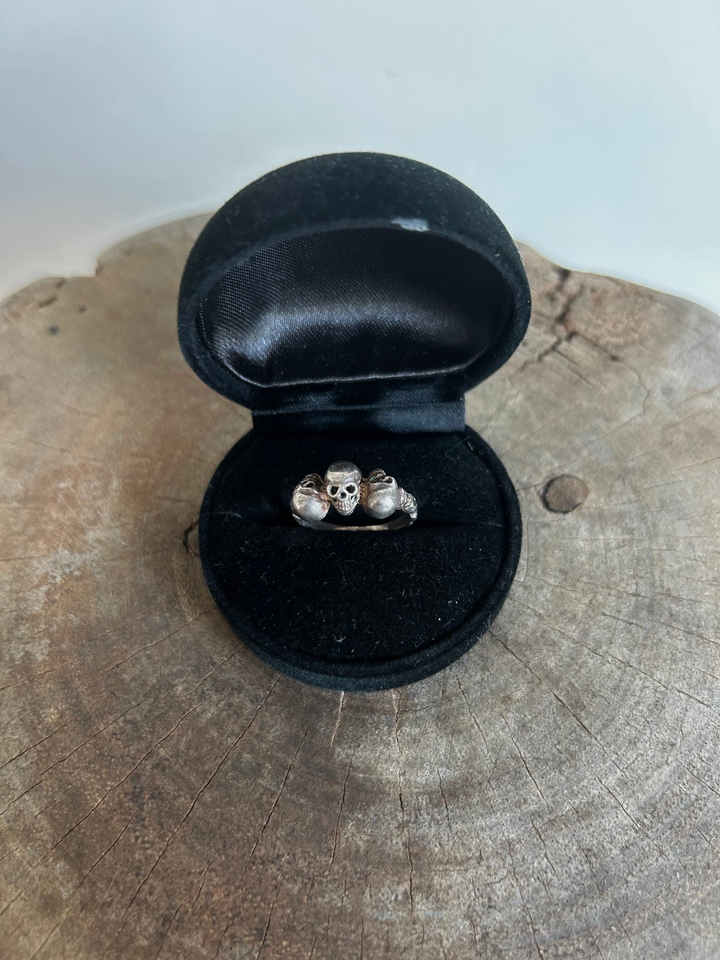 Vintage Silver 925 Triple Skull Ring
