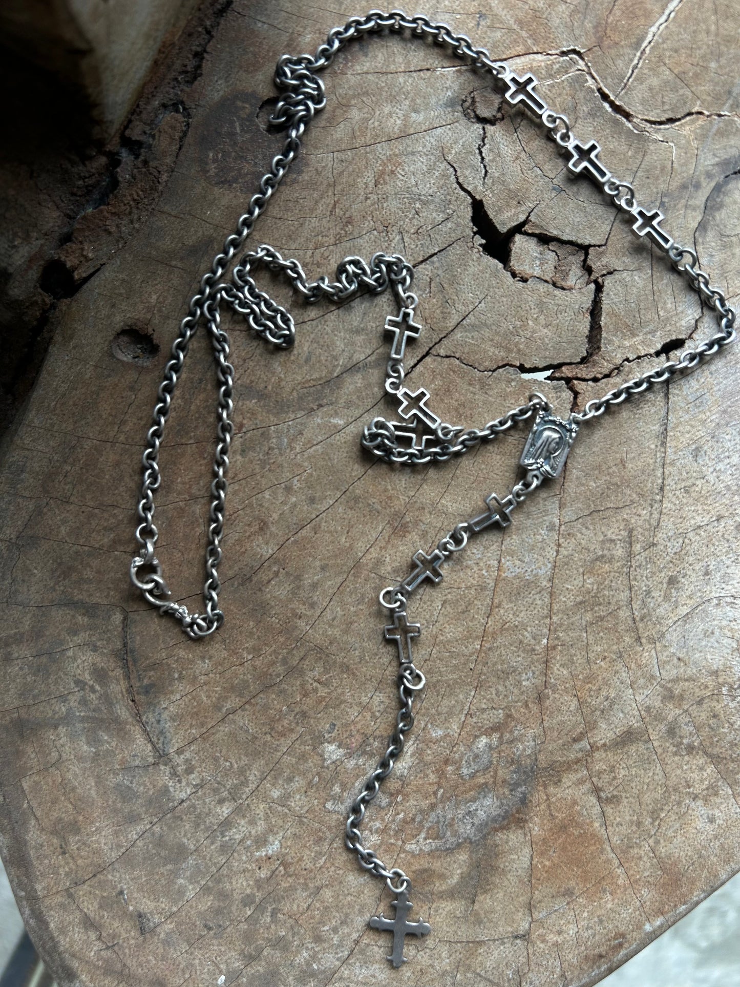 Vintage Silver 925 Rosary Necklace