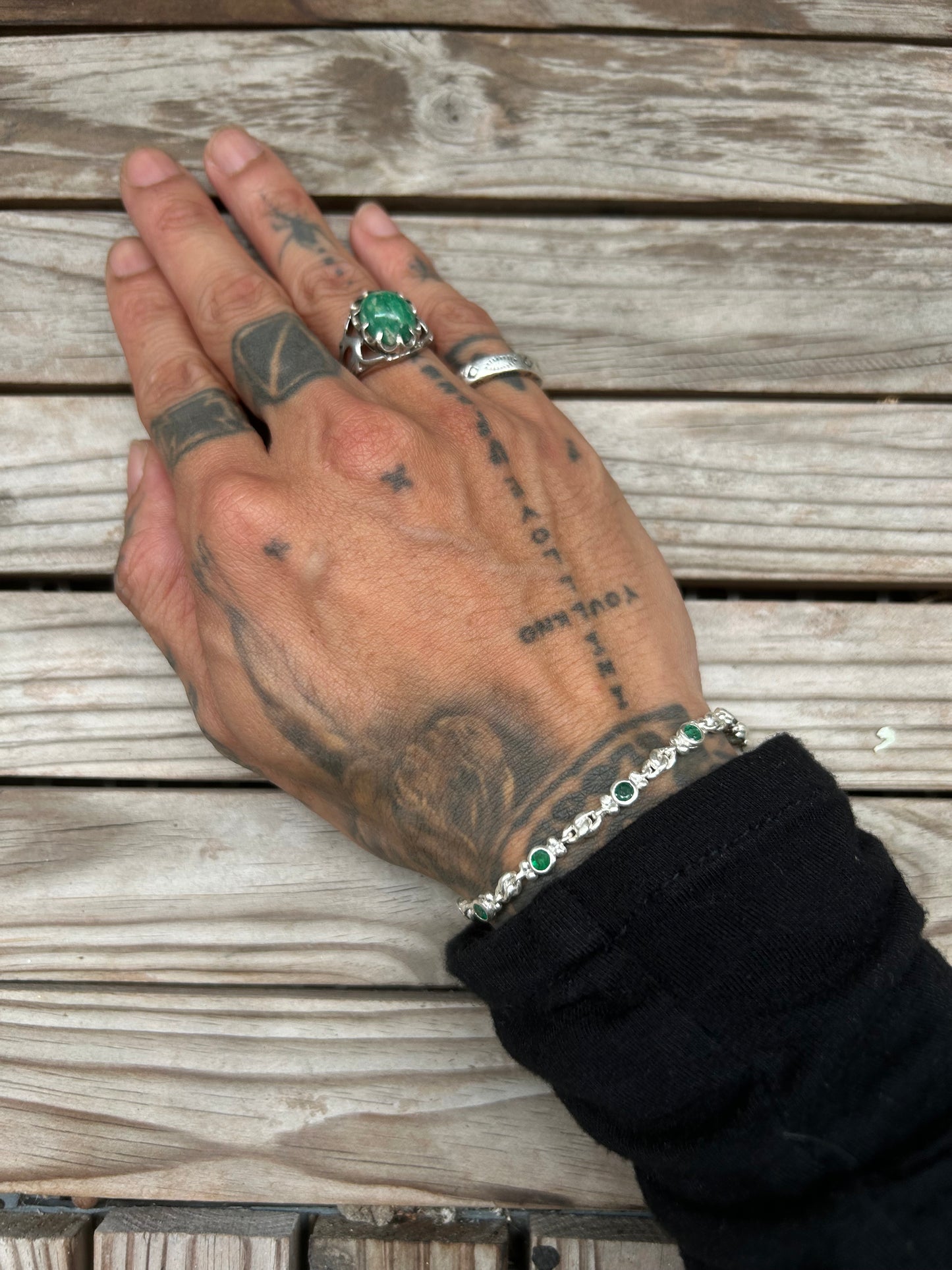 Vintage Silver 925 Green Topaz Bracelet