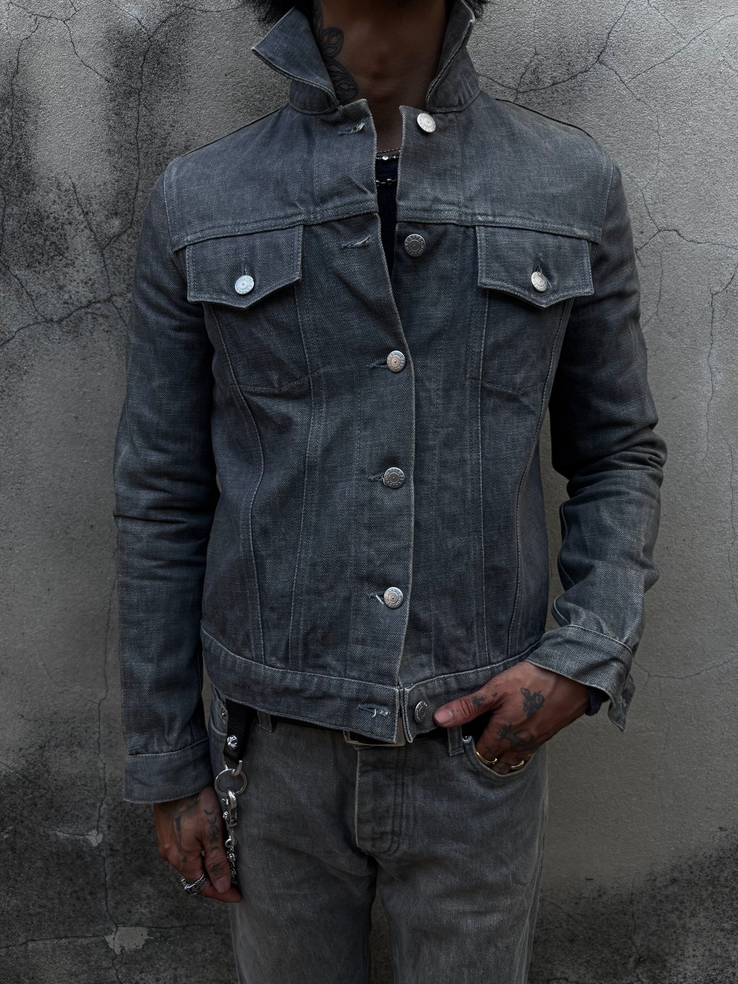 Helmut Lang 1999 Washed Grey Trucker Jacket