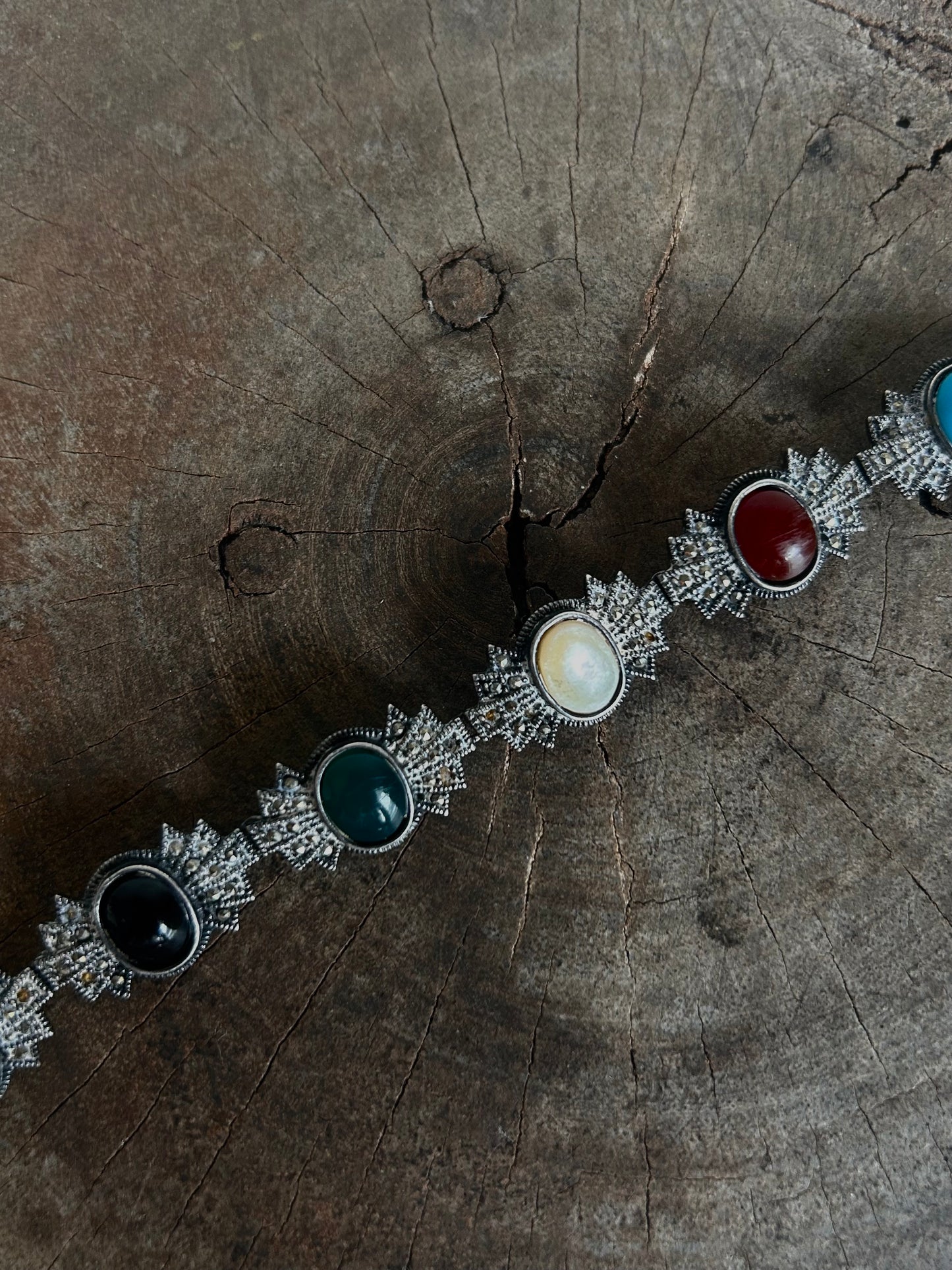 Vintage silver 925 Multi Stone Sterling Bracelet