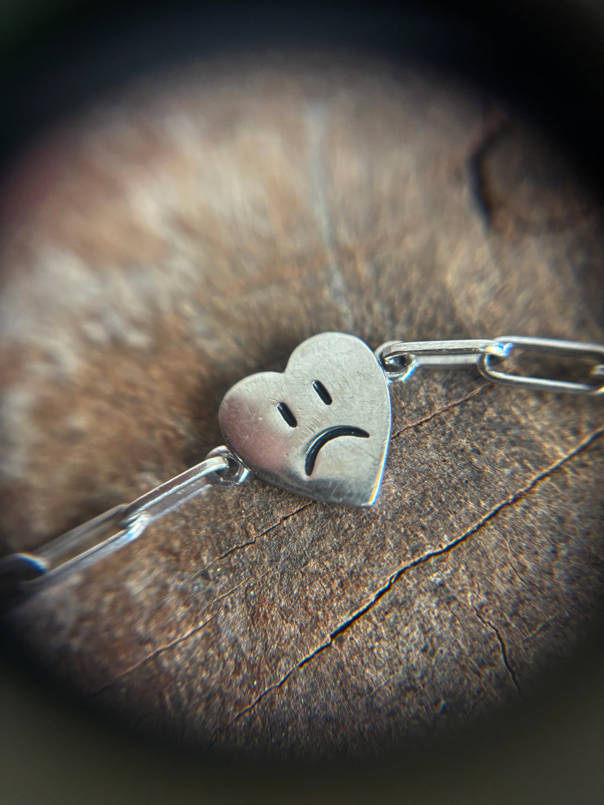 Vintage Silver 925 Sad Heart Bracelet
