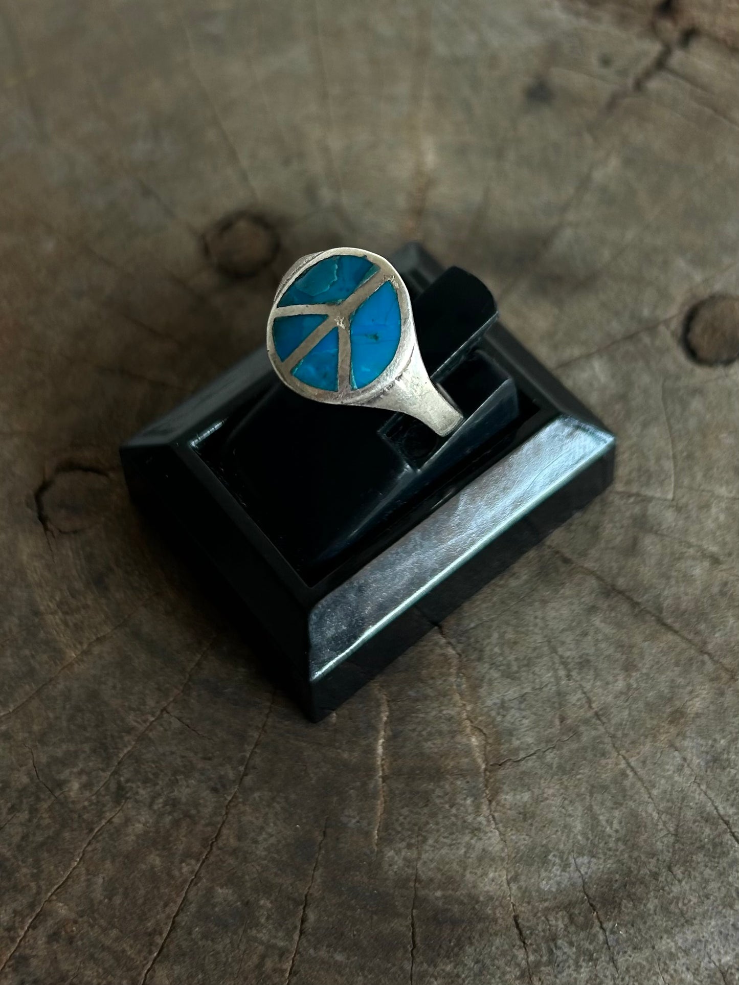 Vintage Silver 925 Peace & Turquoise Classic Ring