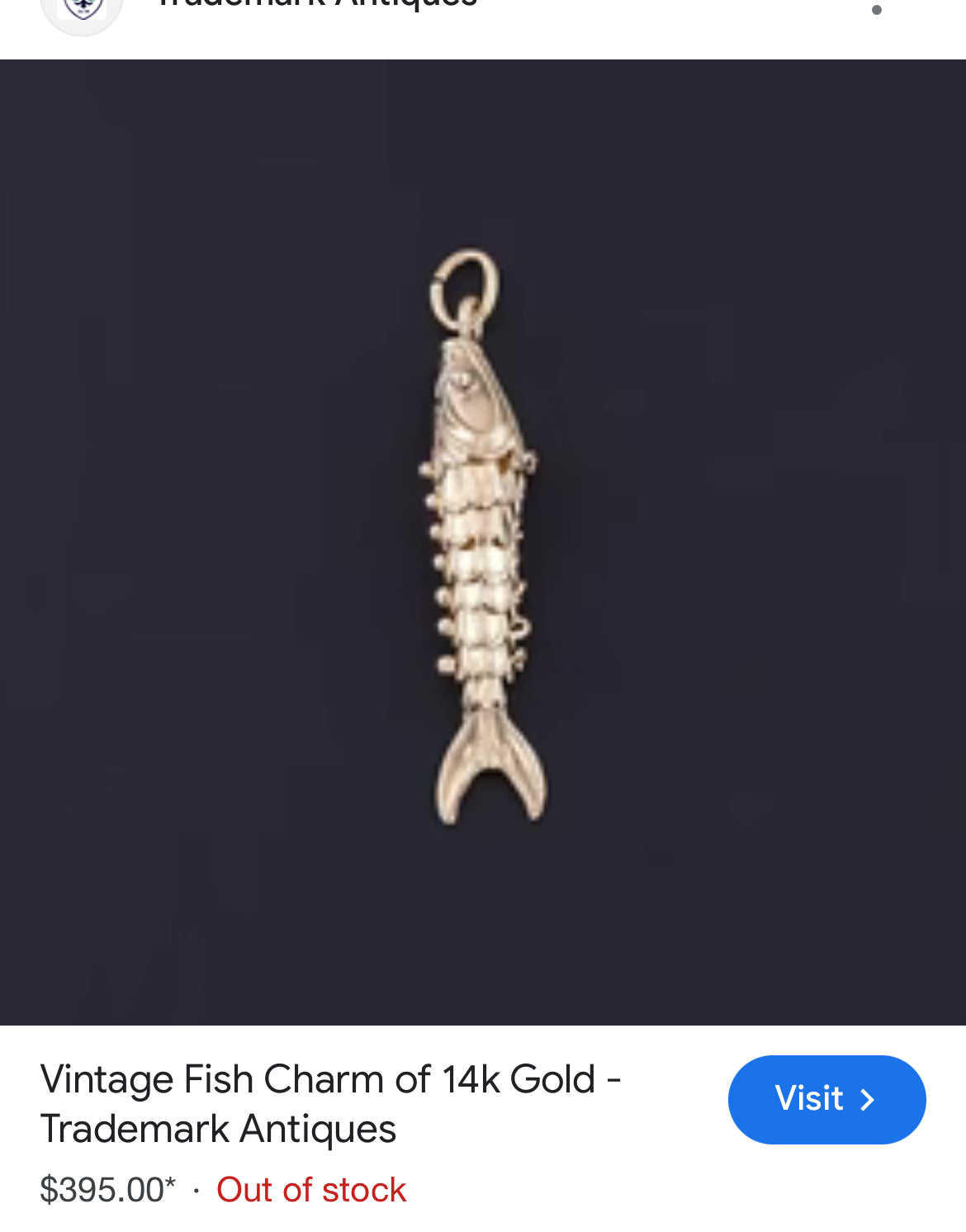 Vintage Gold 14 K  Fish Charm