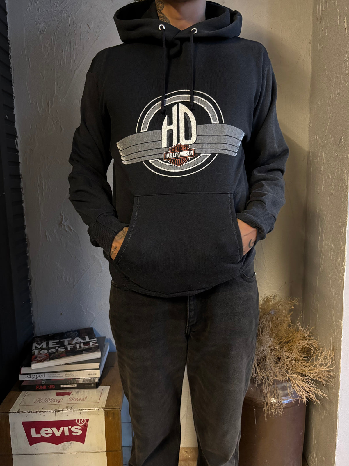 Vintage late 80’s Harley Davison Hd Logo black Hoodie