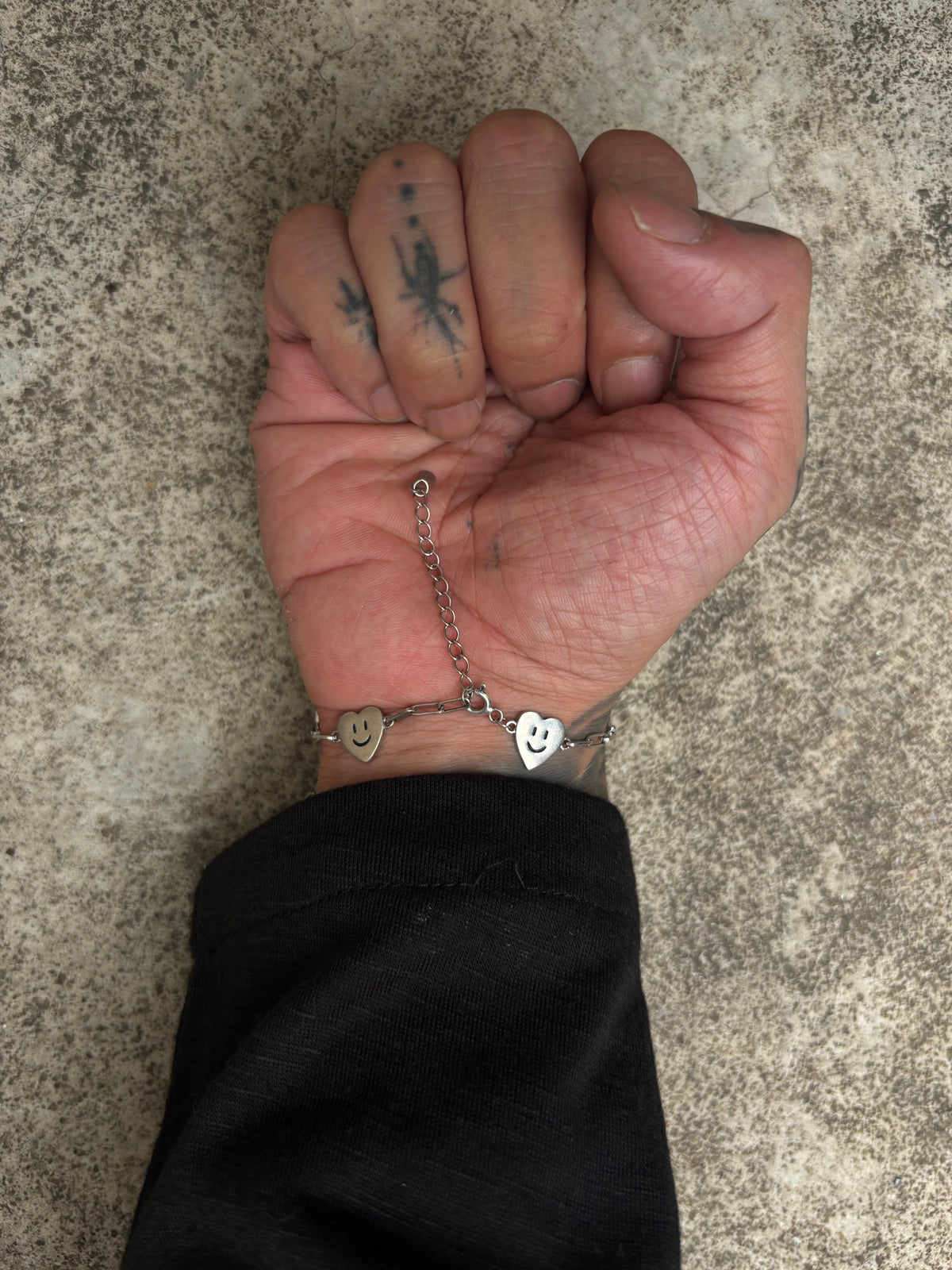 Vintage Silver 925 Sad Heart Bracelet