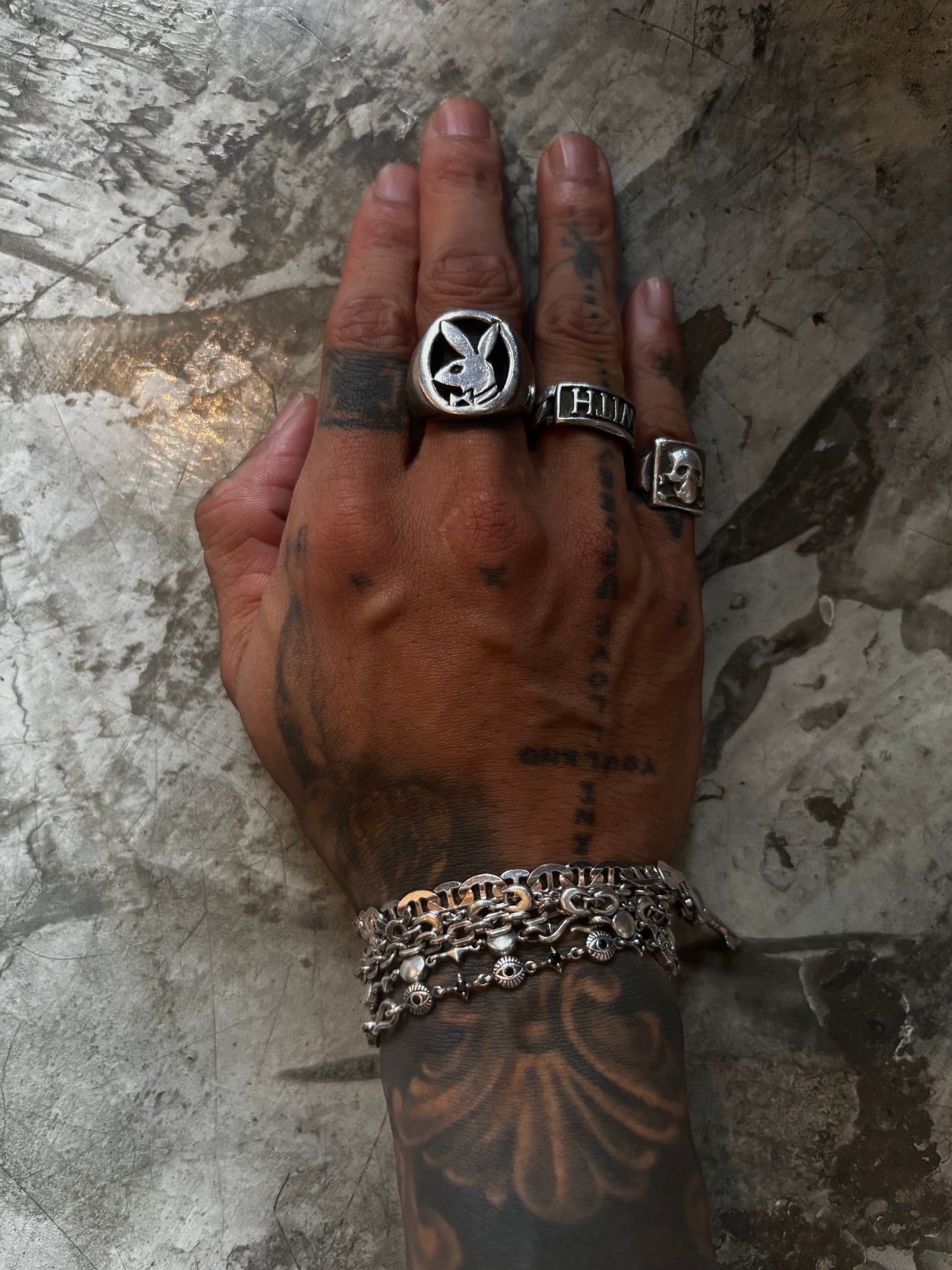 Vintage Silver 925  Playboy Signet Ring