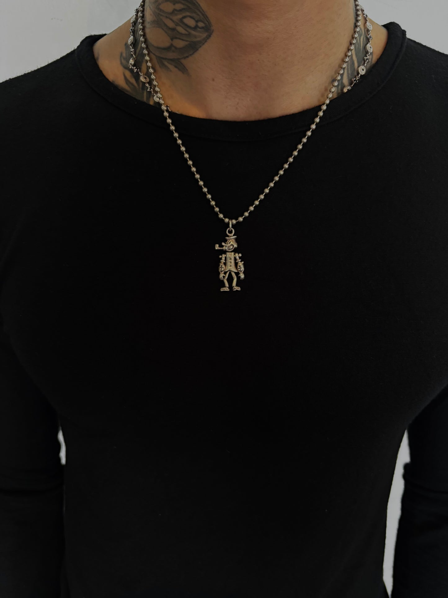 Vintage Sterling Silver Popeye Pendant Necklace