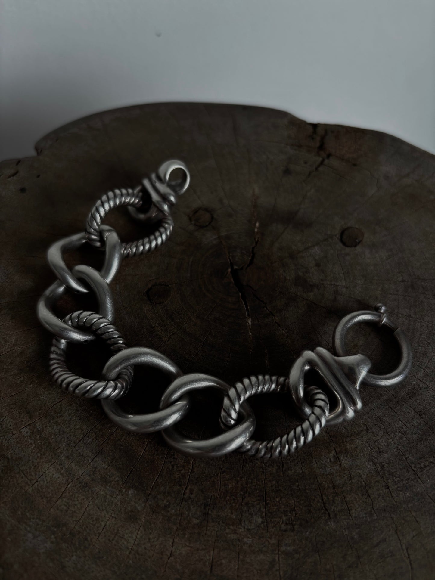 Vintage 925 Silver Heavy Rope Link Bracelet