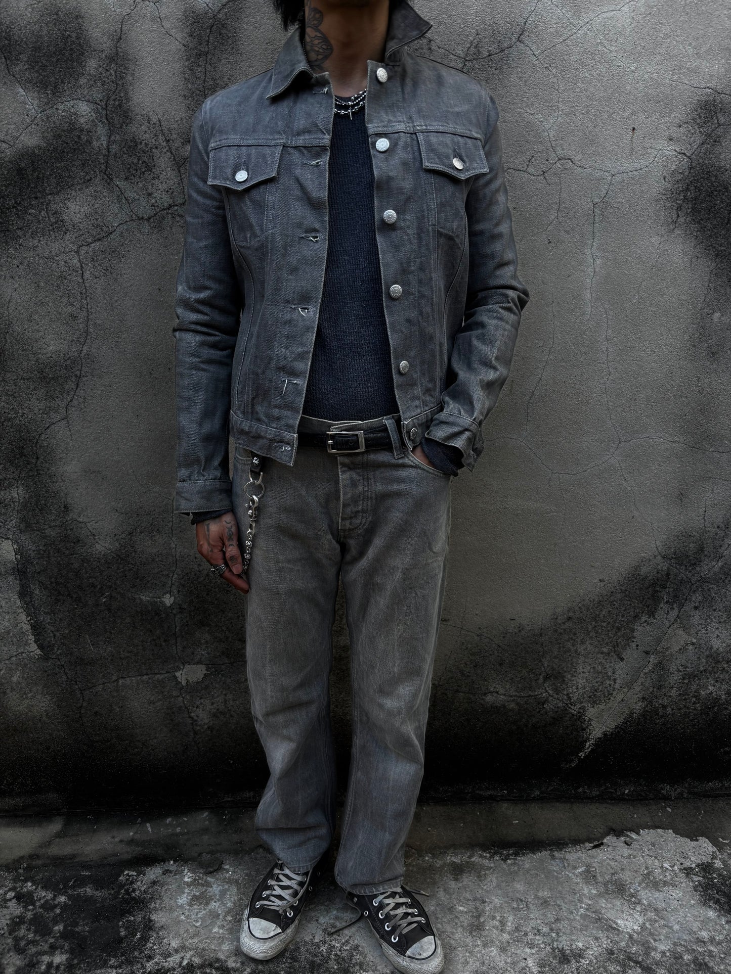 Helmut Lang 1999 Washed Grey Trucker Jacket